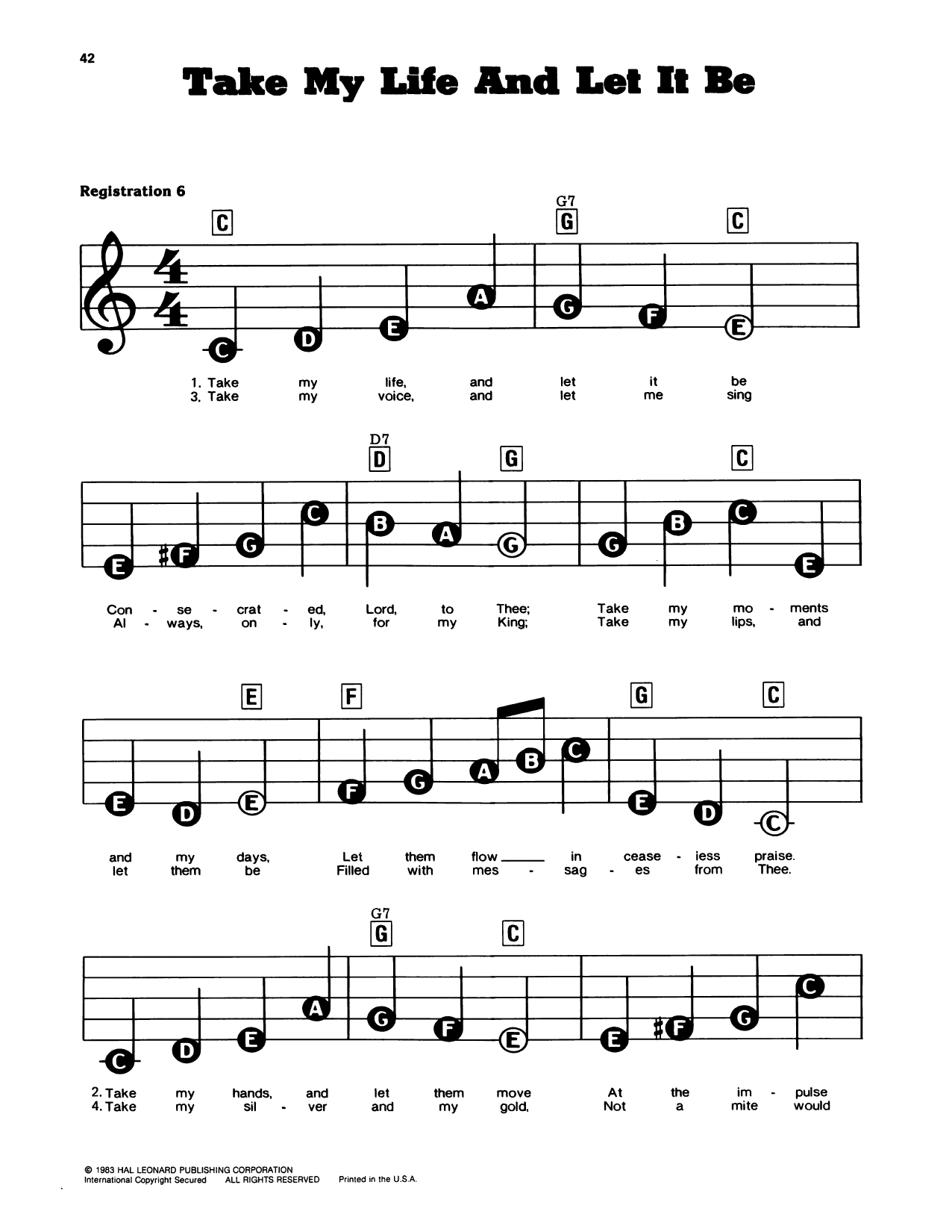 Take My Life And Let It Be: E-Z Play Today