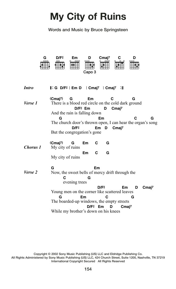 My City Of Ruins: Guitar Chords/Lyrics
