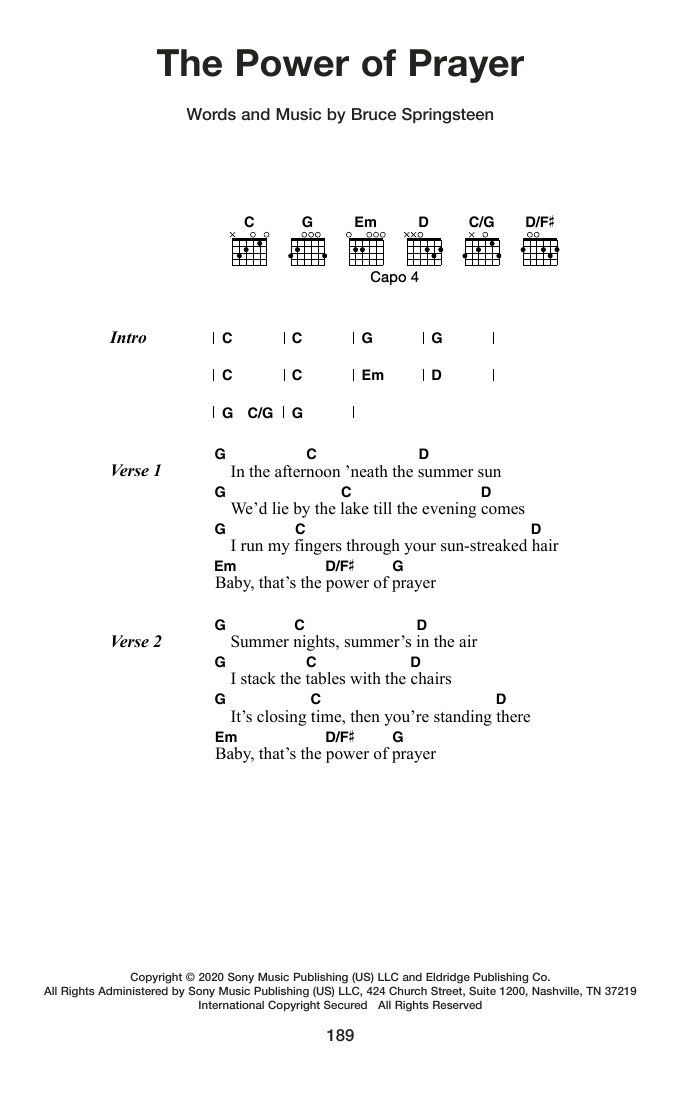 The Power Of Prayer: Guitar Chords/Lyrics