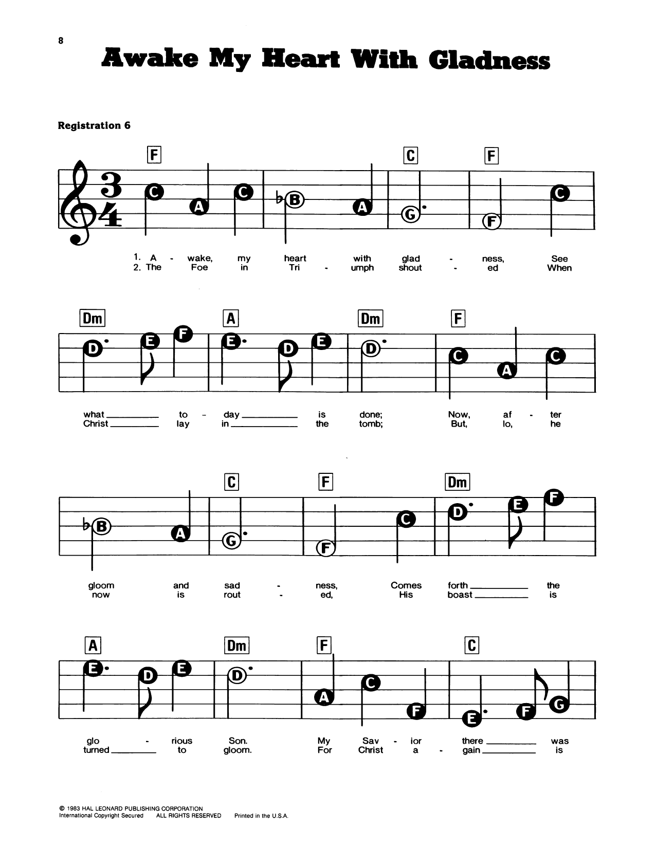 Awake, My Heart, With Gladness: E-Z Play Today