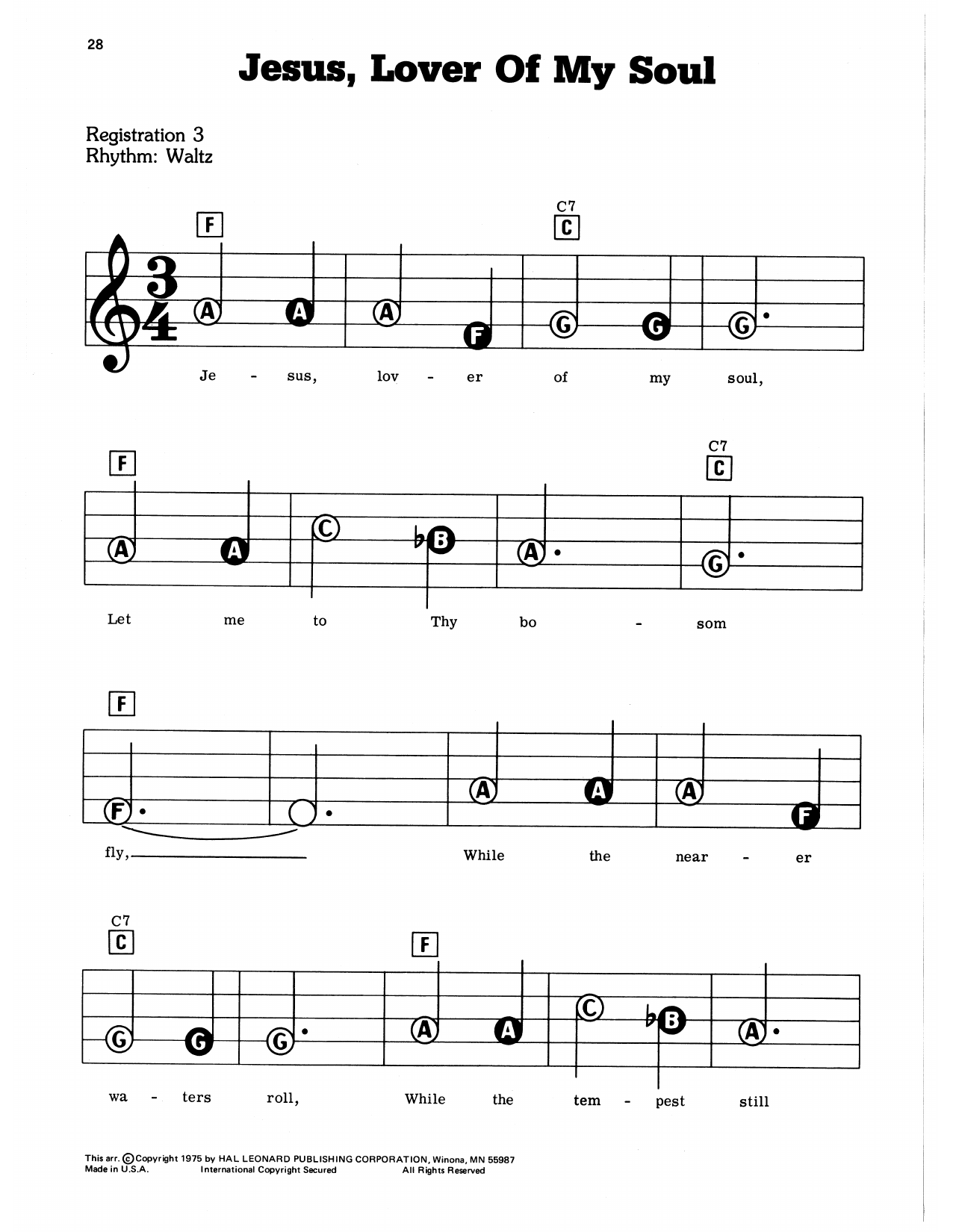 Jesus, Lover Of My Soul: E-Z Play Today