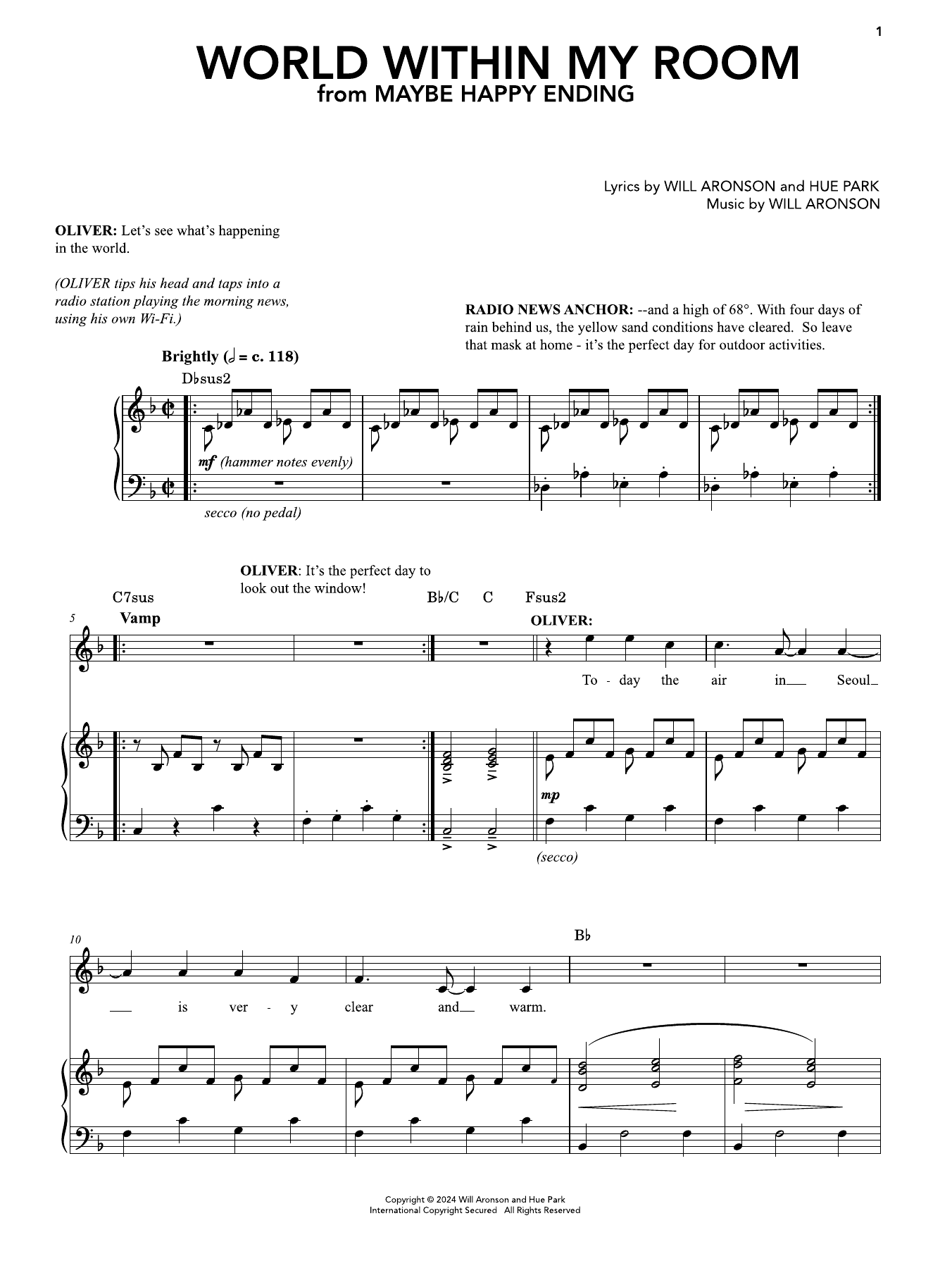 World Within My Room (from Maybe Happy Ending): Piano Vocal