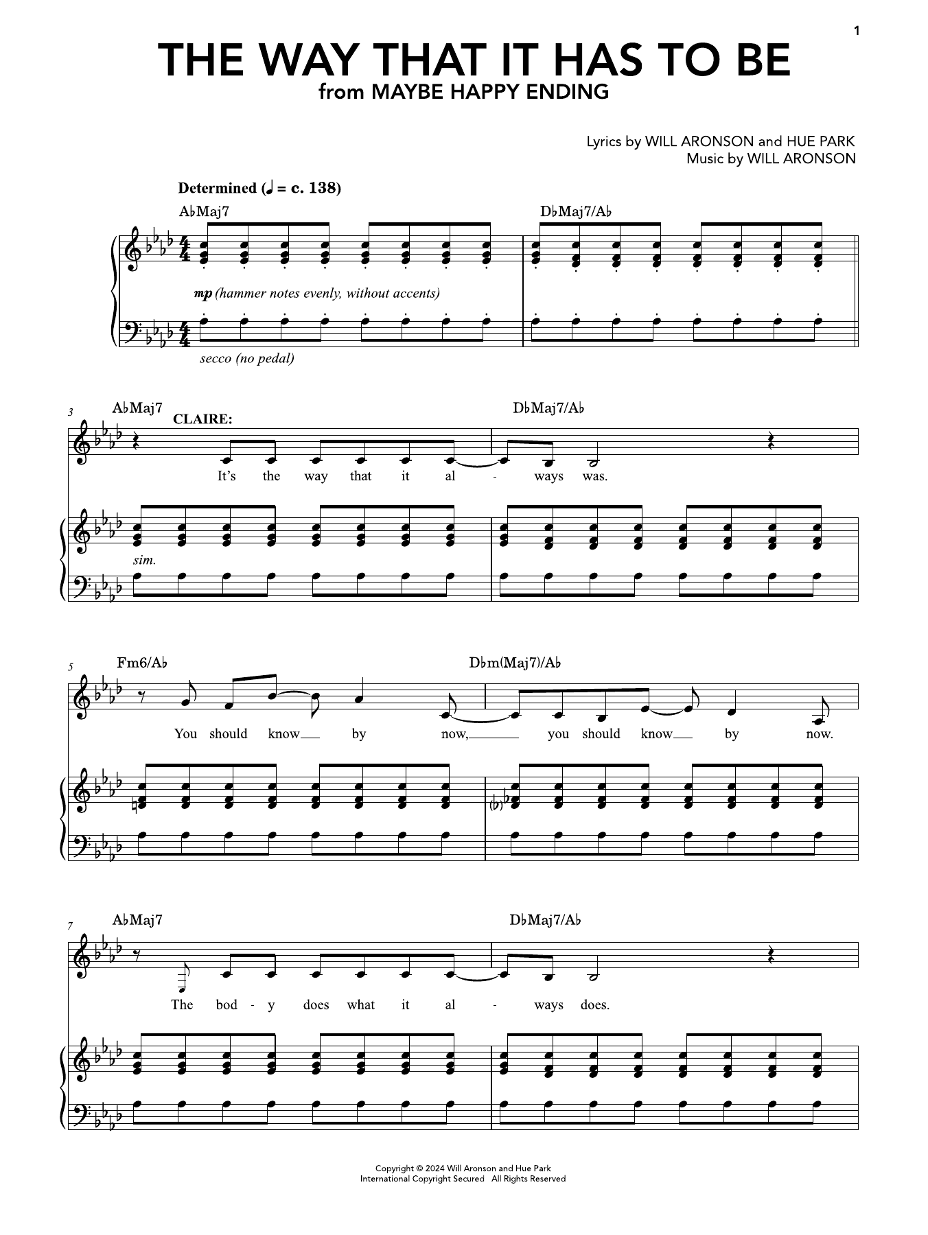 The Way It Has To Be (from Maybe Happy Ending): Piano Vocal
