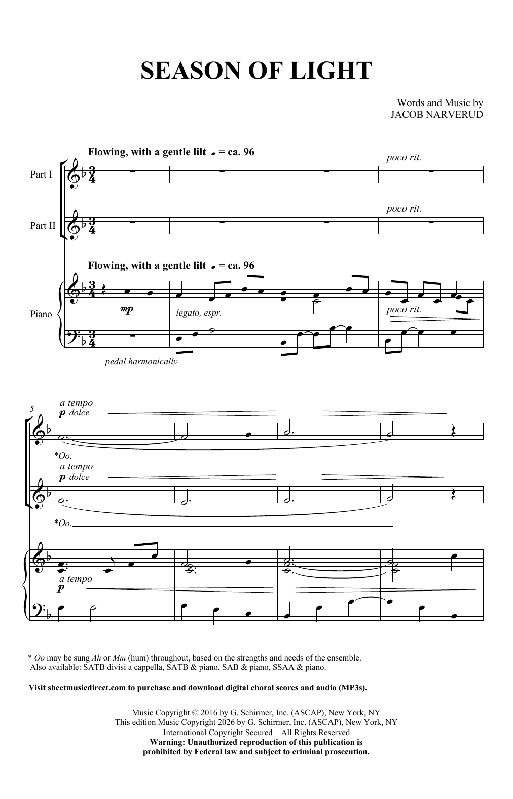Season Of Light: 2-Part Choral Octavo