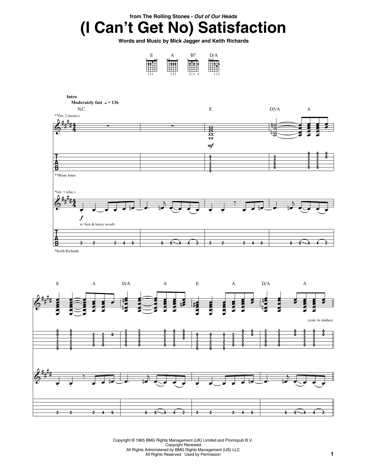 I Can't Get No) Satisfaction by The Rolling Stones Sheet Music for