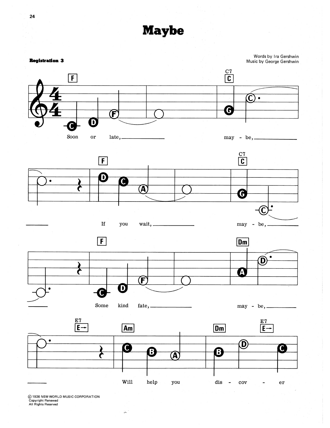 Maybe (from Oh, Kay!): E-Z Play Today