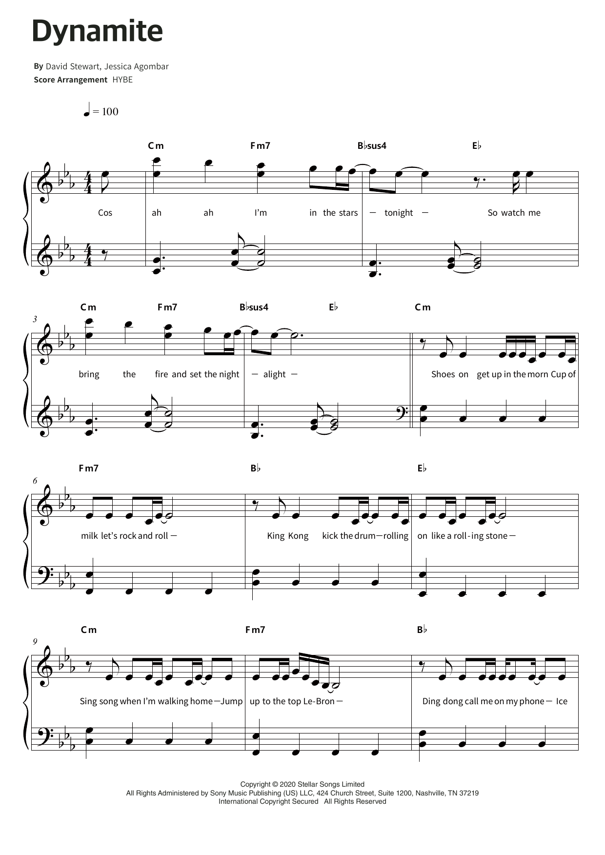 Dynamite by BTS Sheet Music for Super Easy Piano at Sheet Music Direct