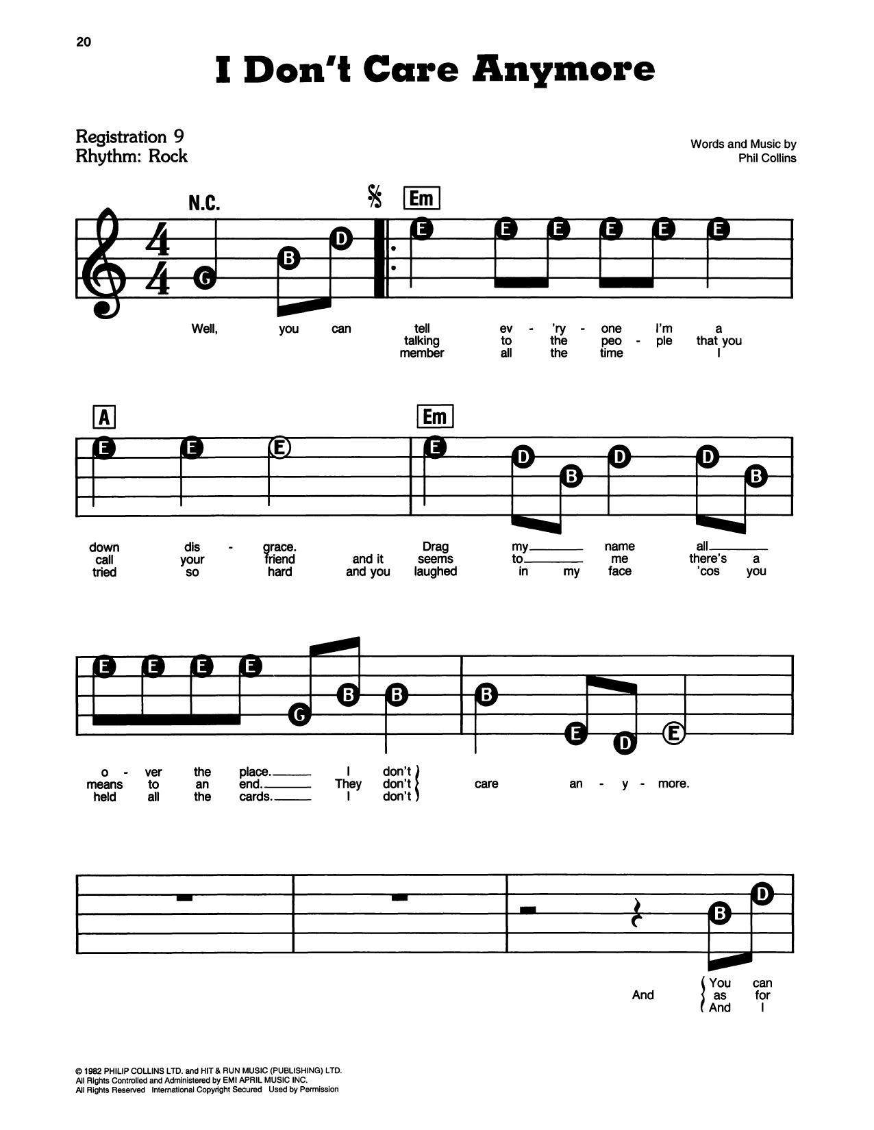 I Don't Care Anymore: E-Z Play Today