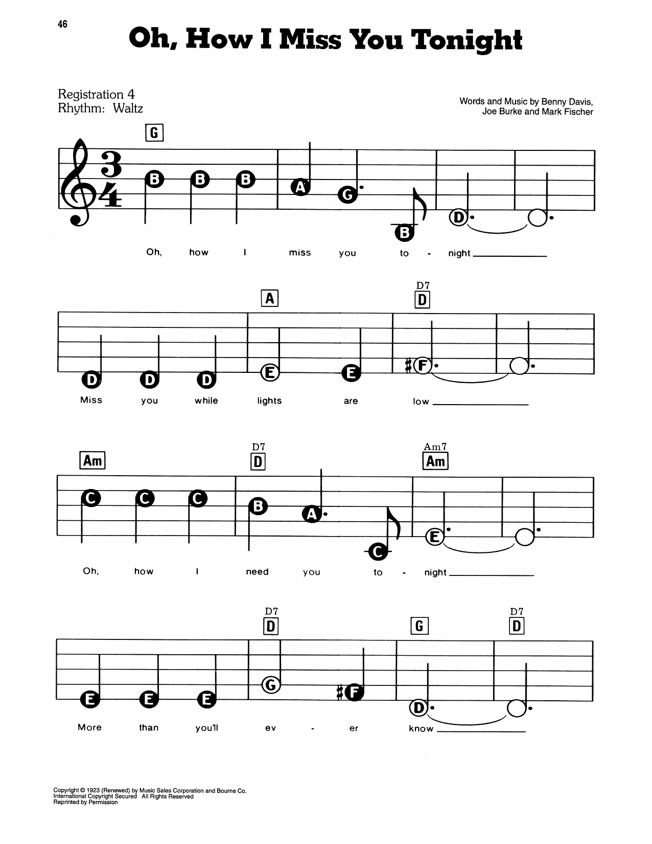 Oh, How I Miss You Tonight: E-Z Play Today