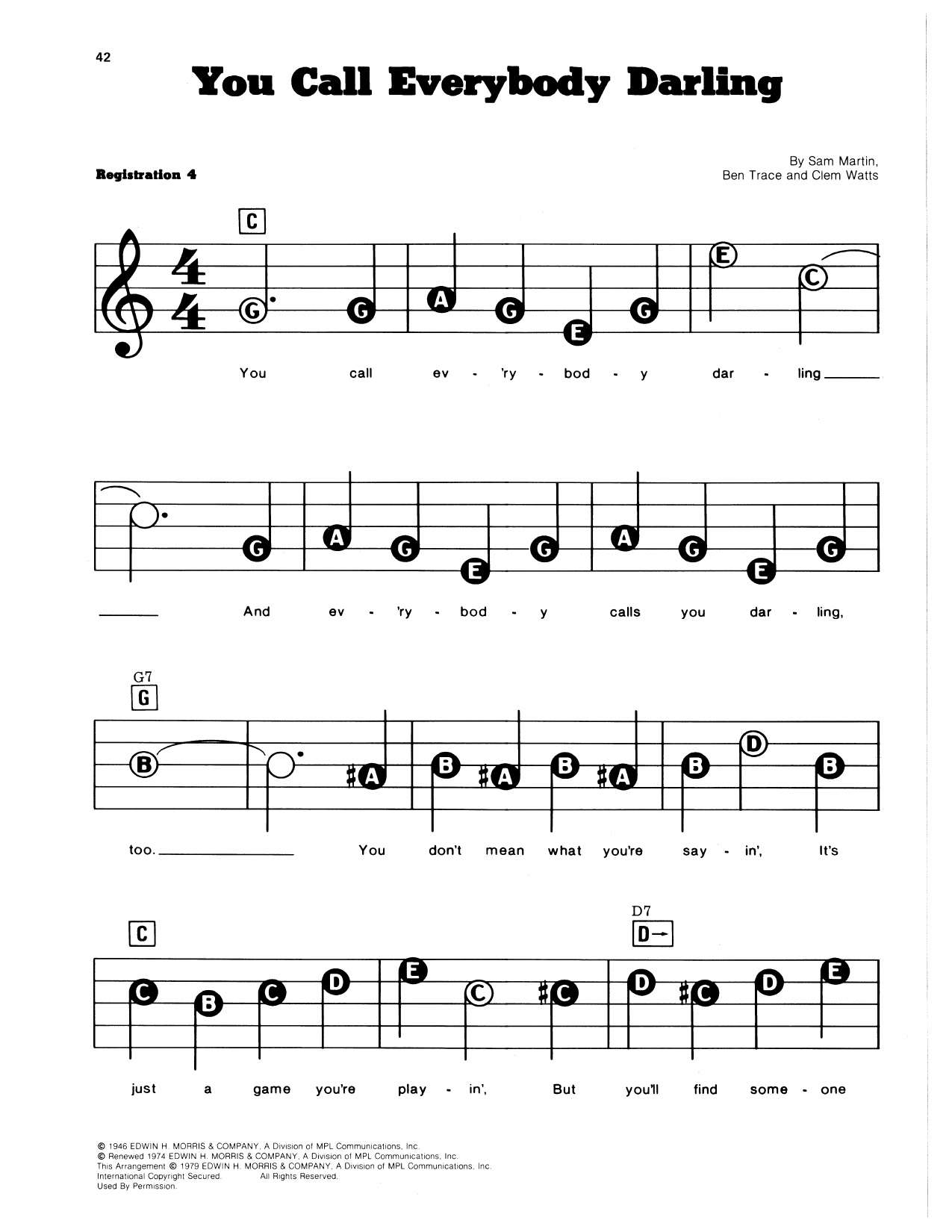 You Call Everybody Darling: E-Z Play Today
