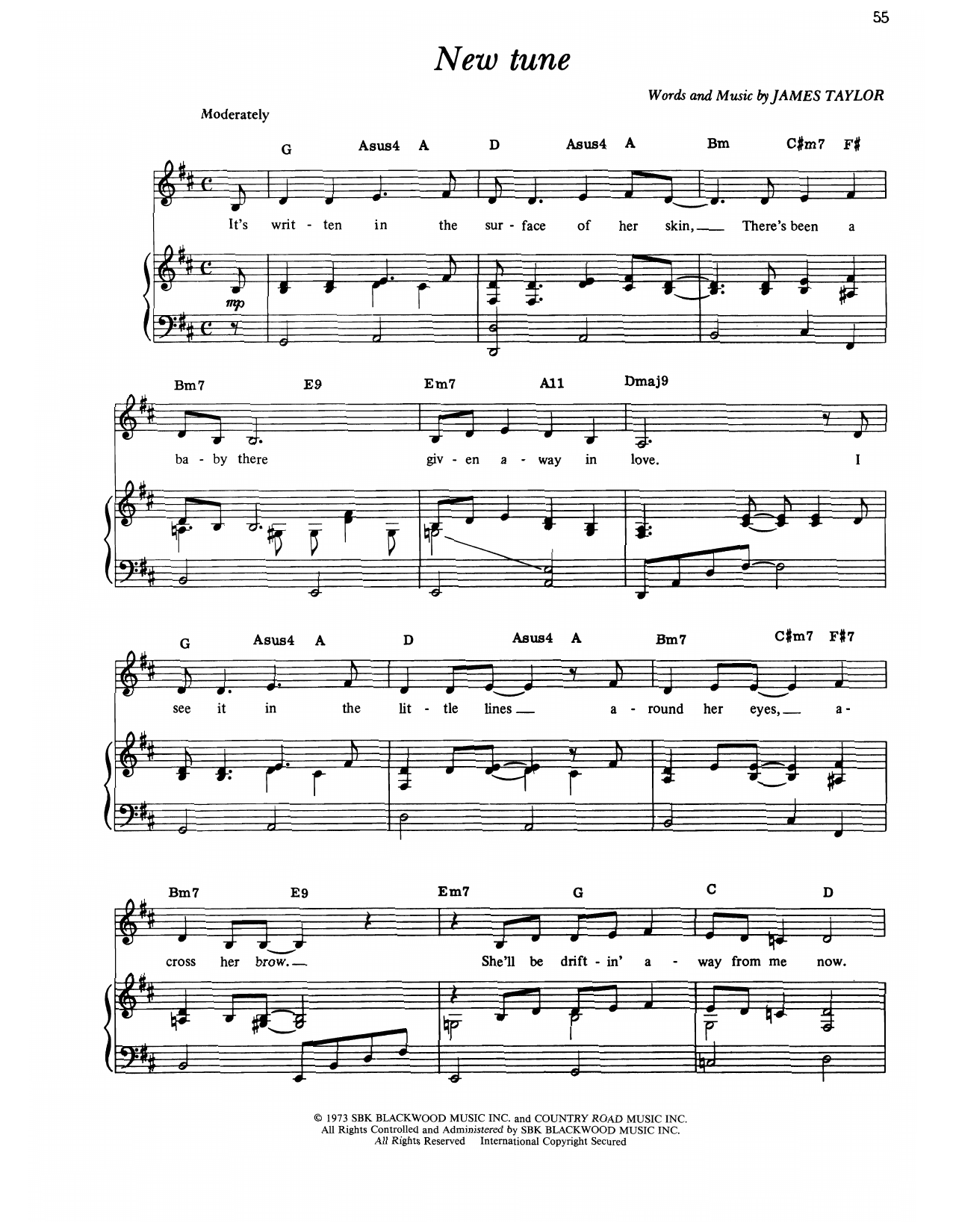 New Tune: Piano/Vocal/Guitar Sheet