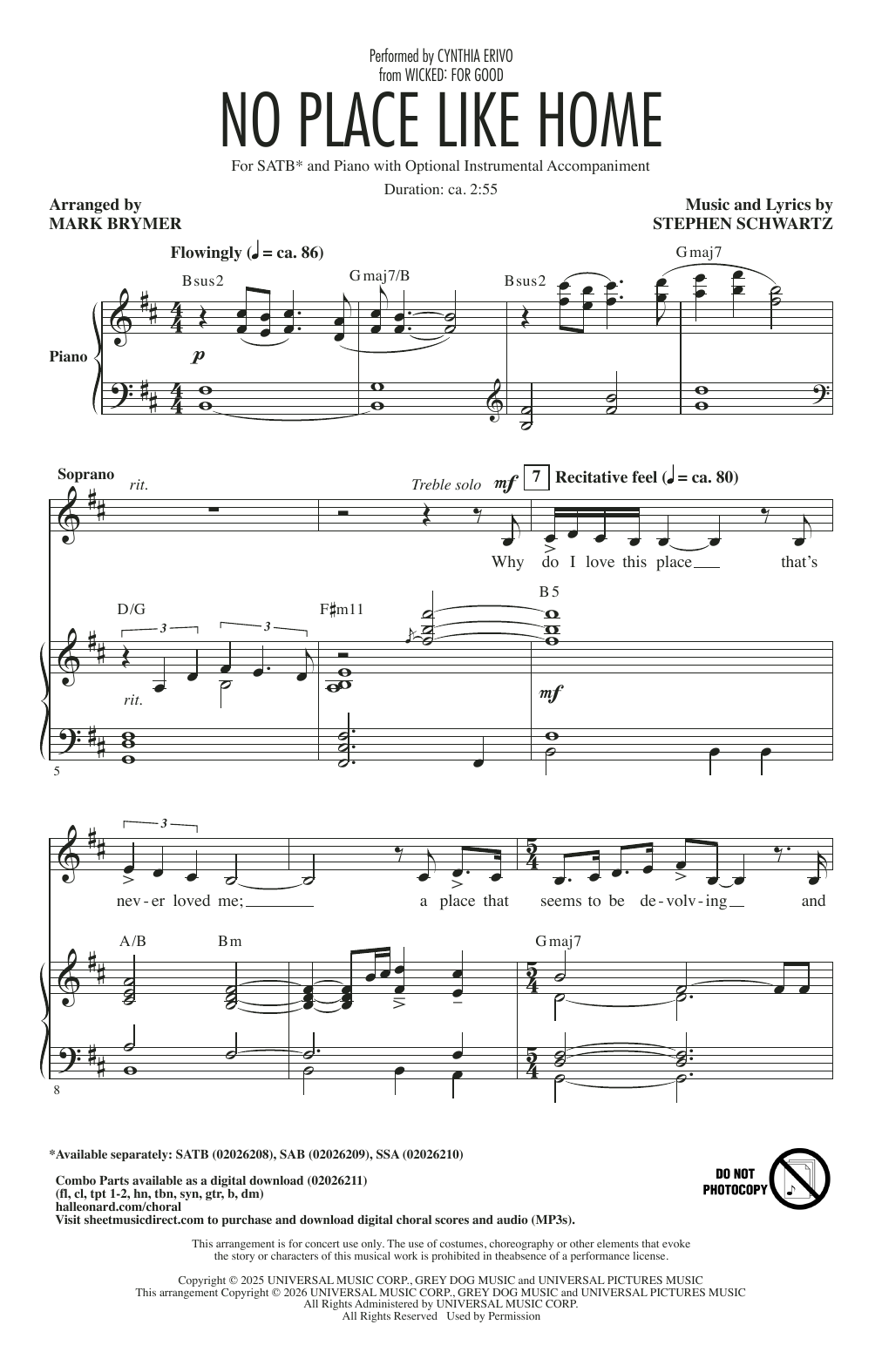 No Place Like Home (arr. Mark Brymer): SATB Choral Octavo