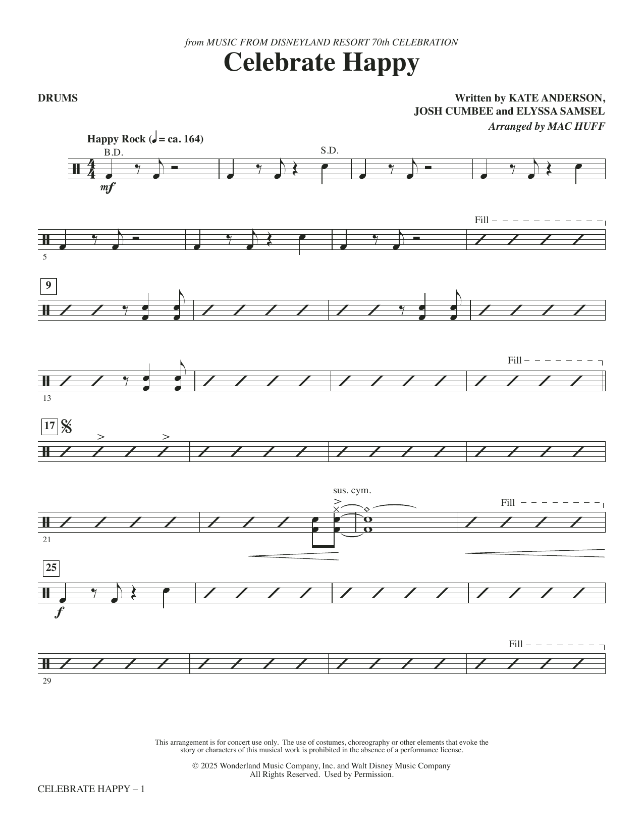 Celebrate Happy (arr. Mac Huff) - Drums: Choral Instrumental Pak
