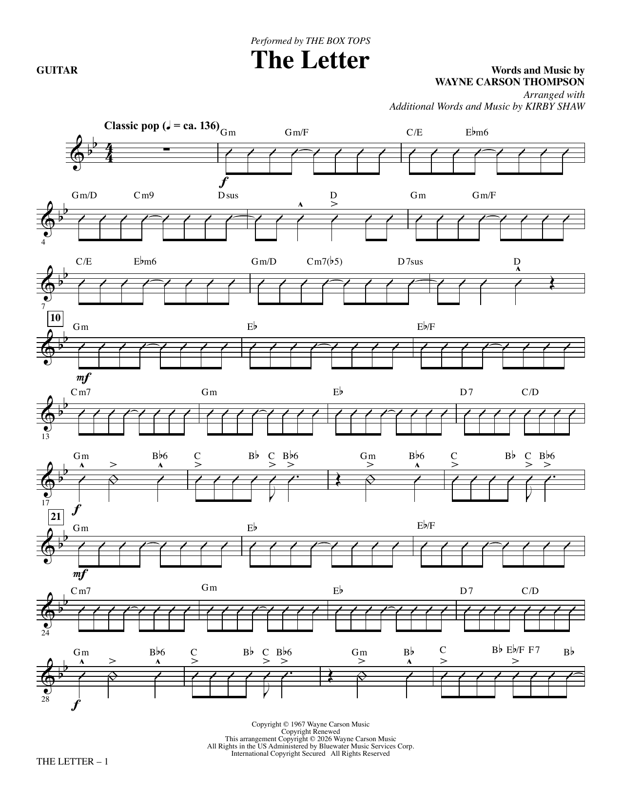 The Letter (arr. Kirby Shaw) - Guitar: Choral Instrumental Pak