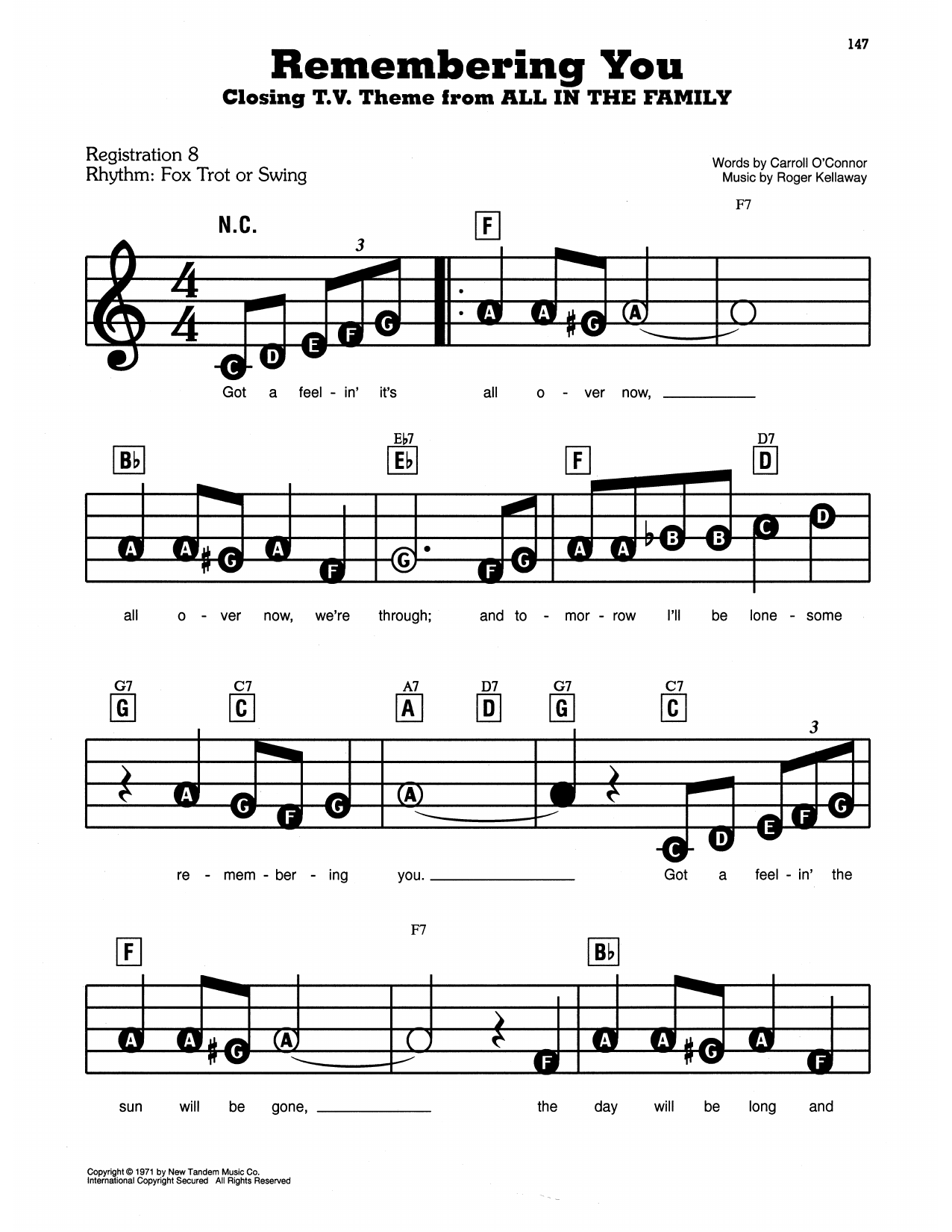 Remembering You (from All In The Family): E-Z Play Today