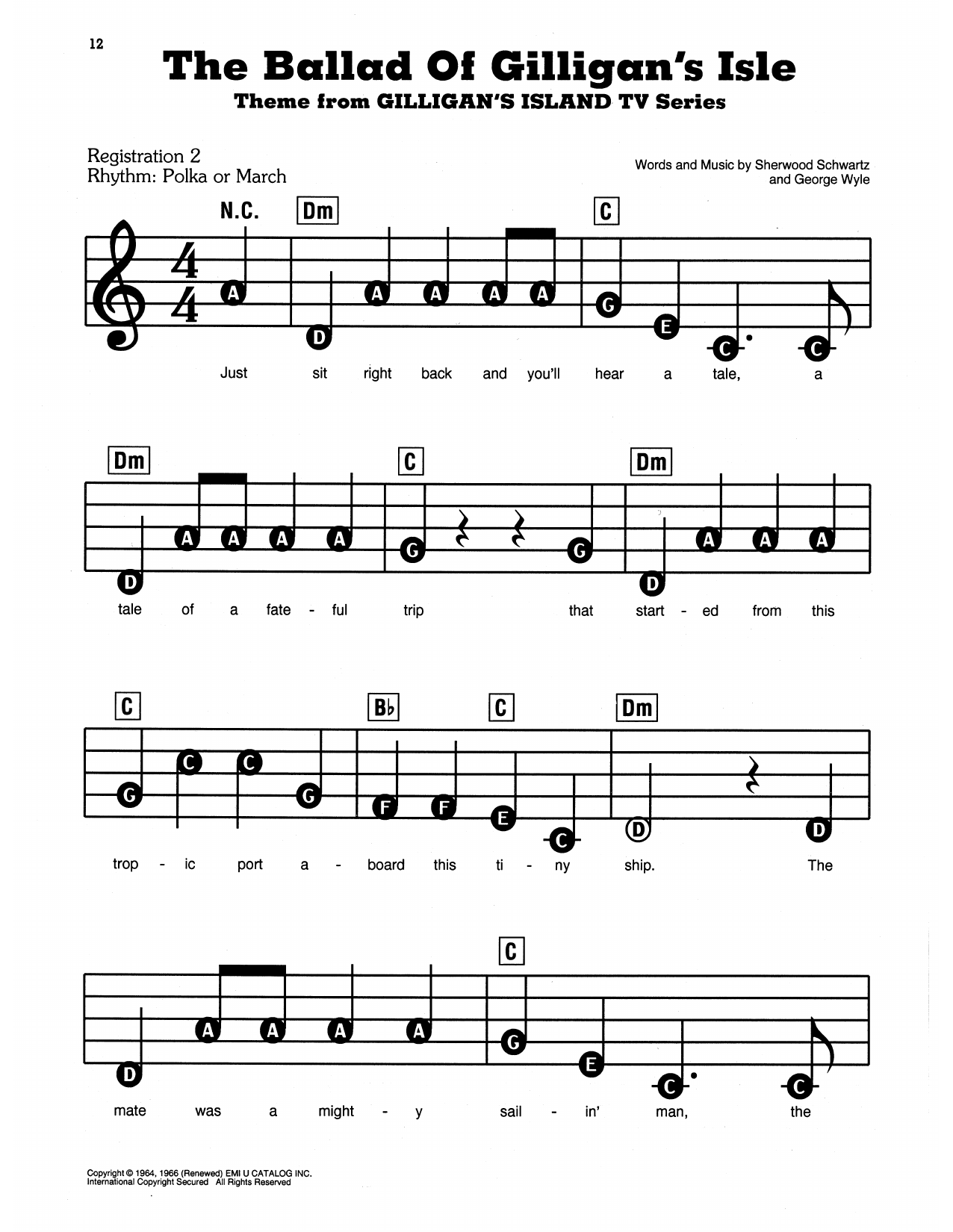 The Ballad Of Gilligan's Isle (from Gilligan's Island): E-Z Play Today