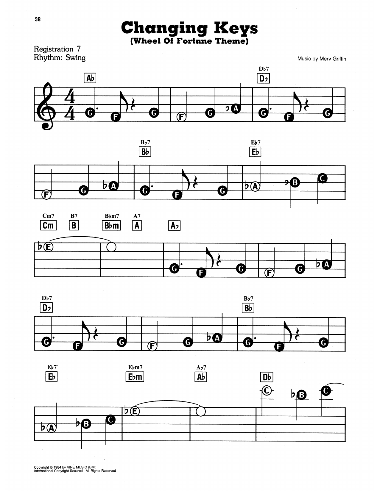 Changing Keys (Wheel Of Fortune Theme): E-Z Play Today