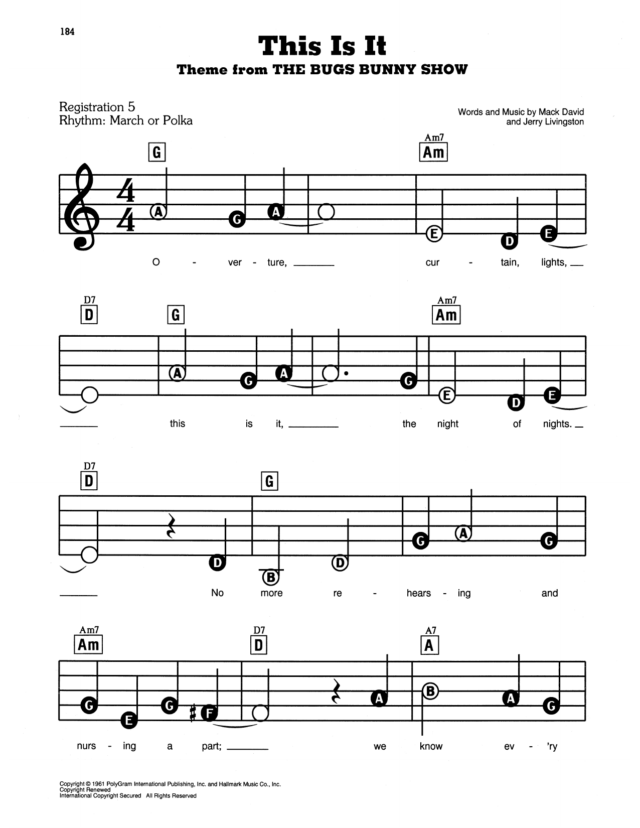 This Is It! (from The Bugs Bunny Show): E-Z Play Today
