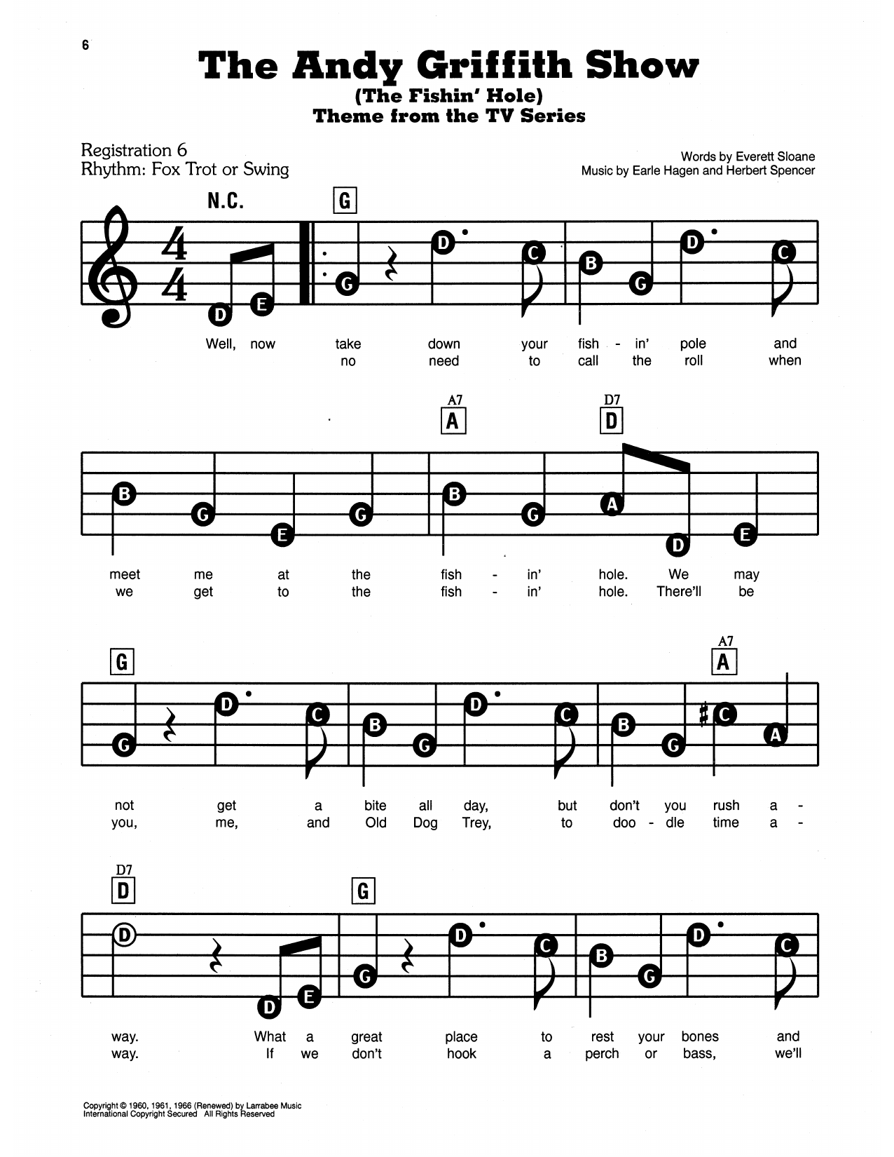 The Andy Griffith Show Theme (The Fishin' Hole): E-Z Play Today