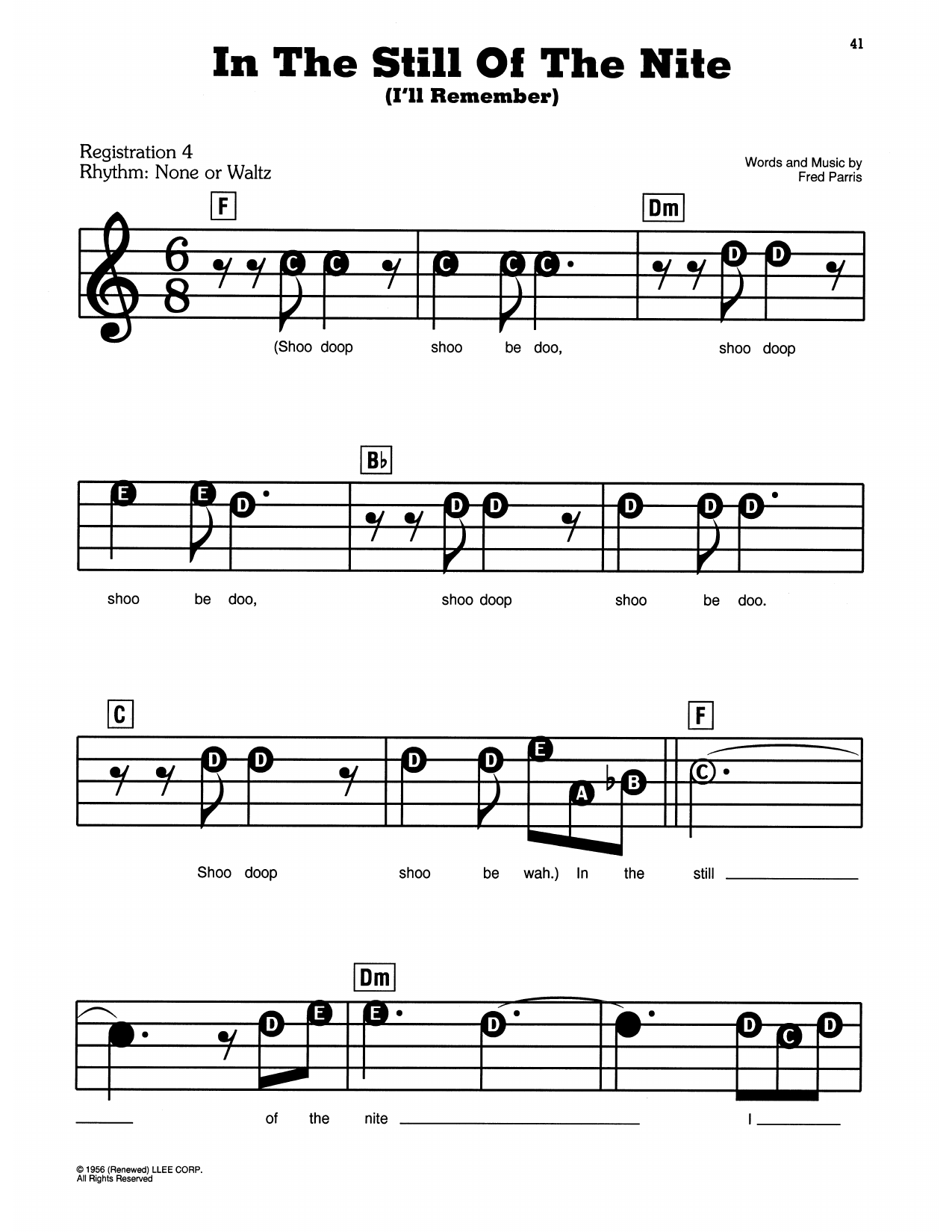 In The Still Of The Nite (I'll Remember): E-Z Play Today