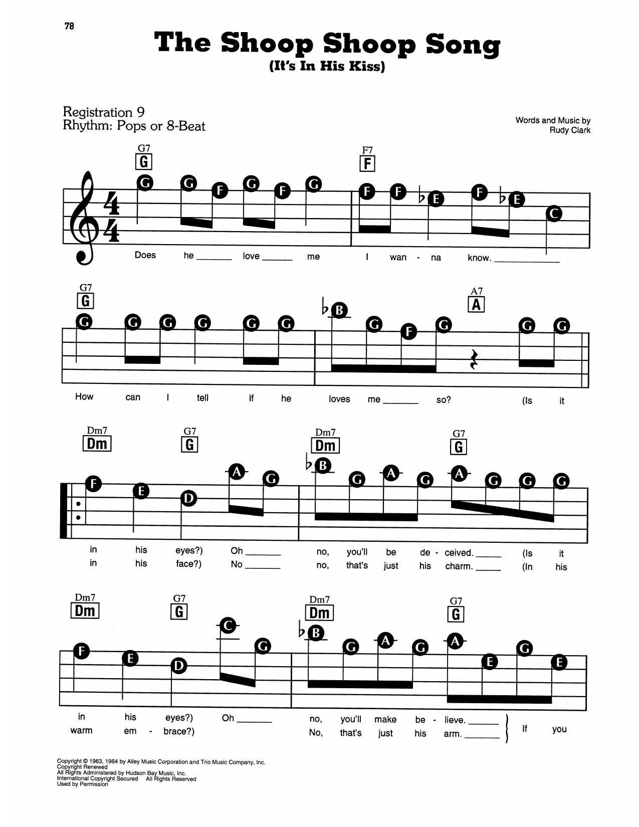 The Shoop Shoop Song (It's In His Kiss): E-Z Play Today