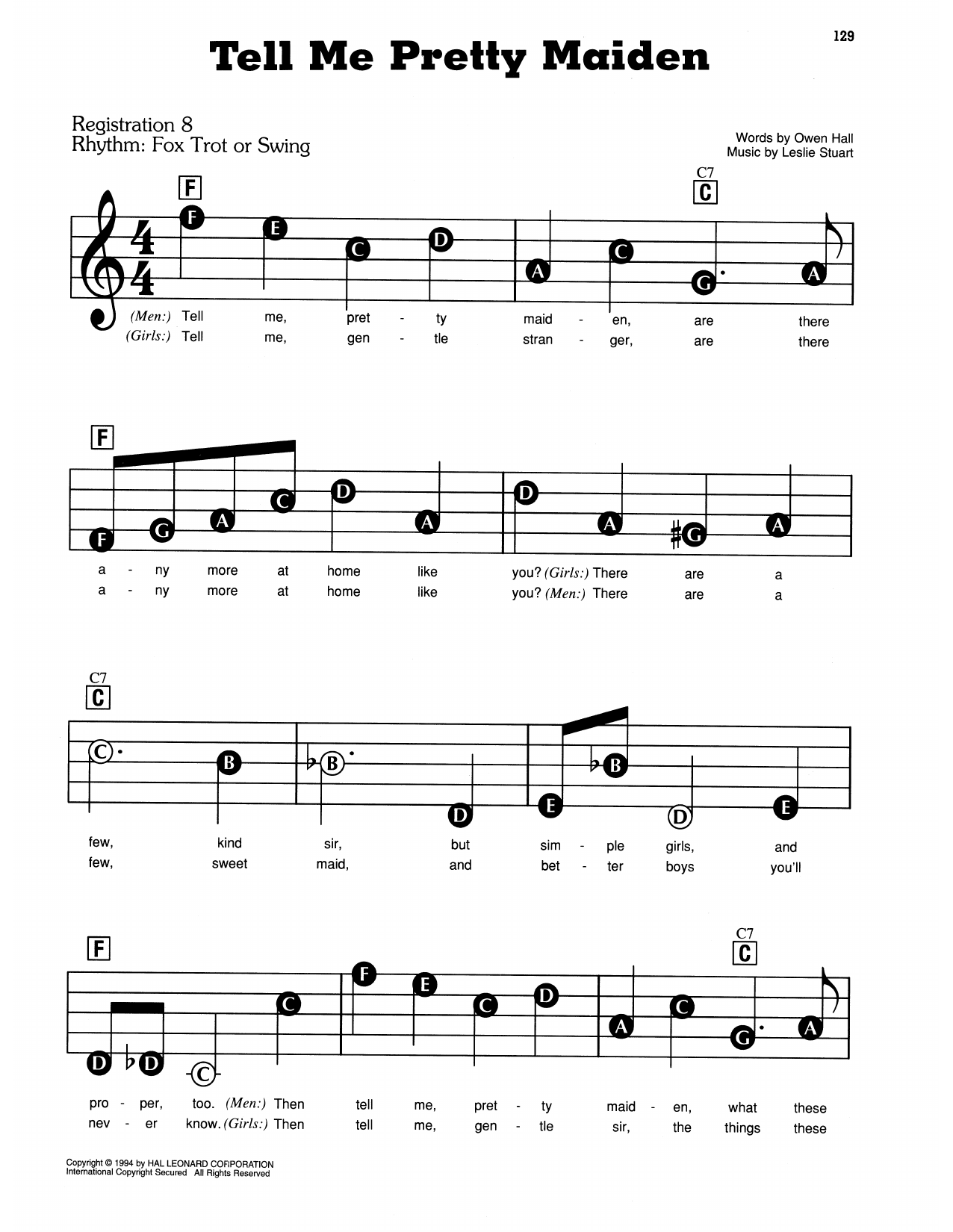 Tell Me Pretty Maiden (from Florodora): E-Z Play Today