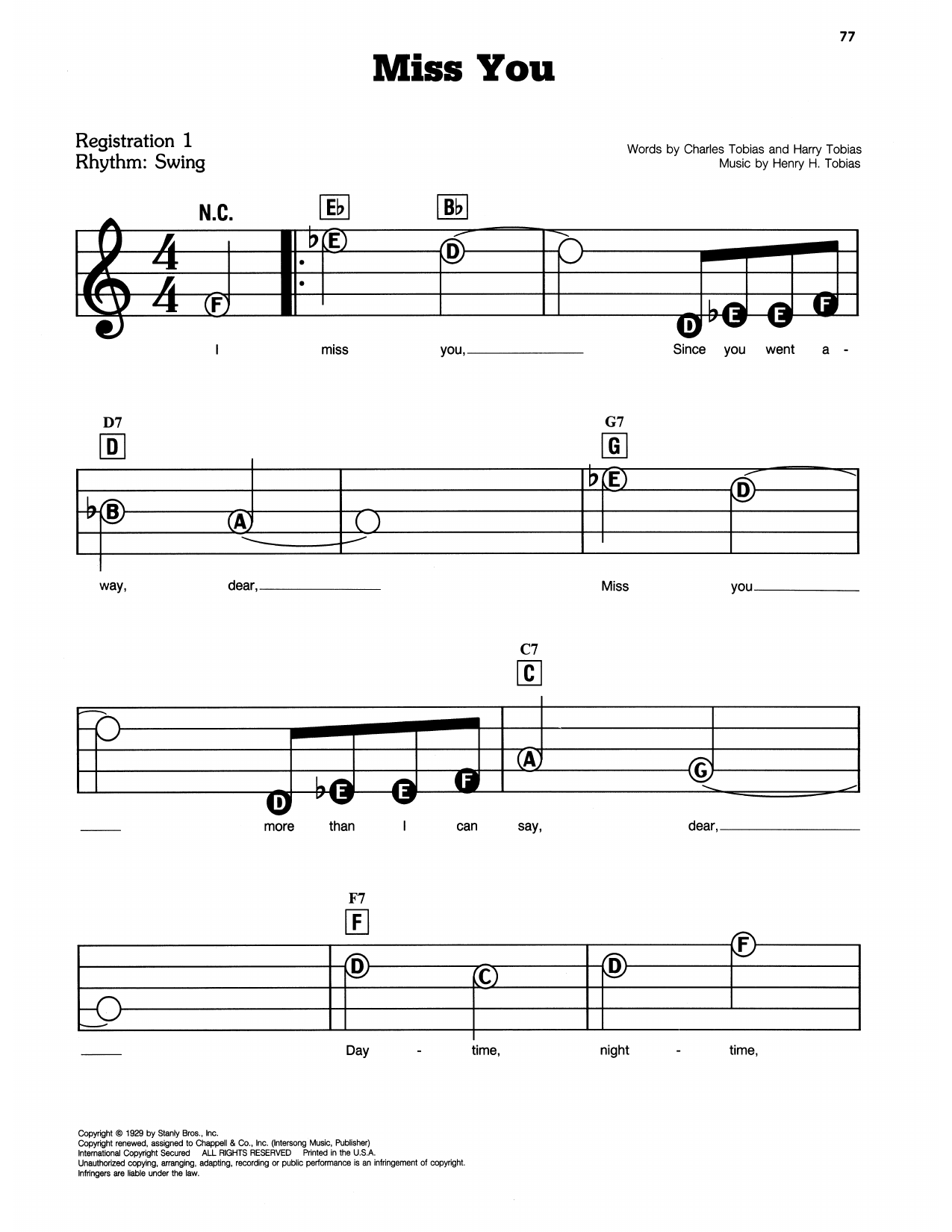 Miss You: E-Z Play Today
