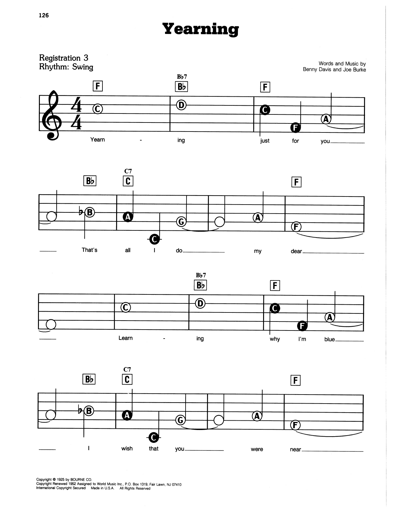 Yearning (Just For You): E-Z Play Today