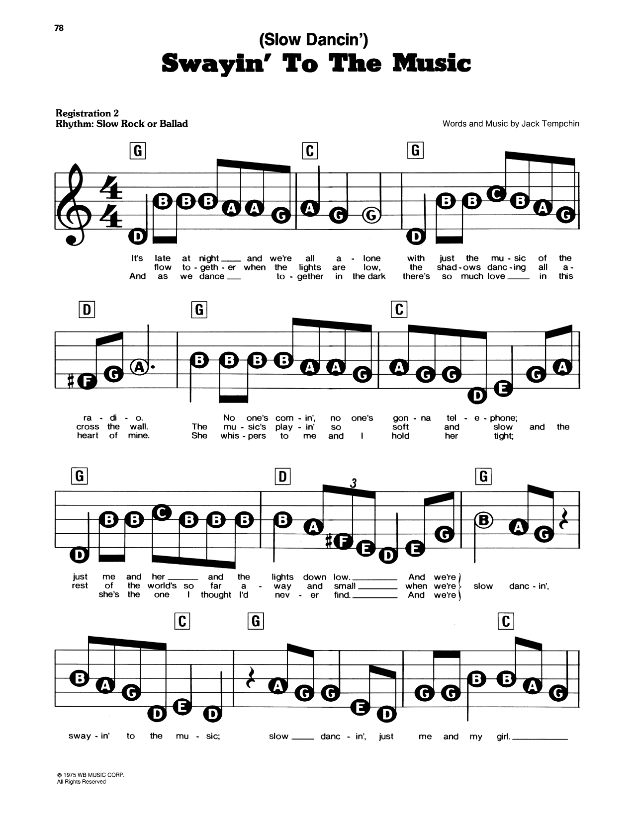 Swayin' To The Music (Slow Dancin'): E-Z Play Today