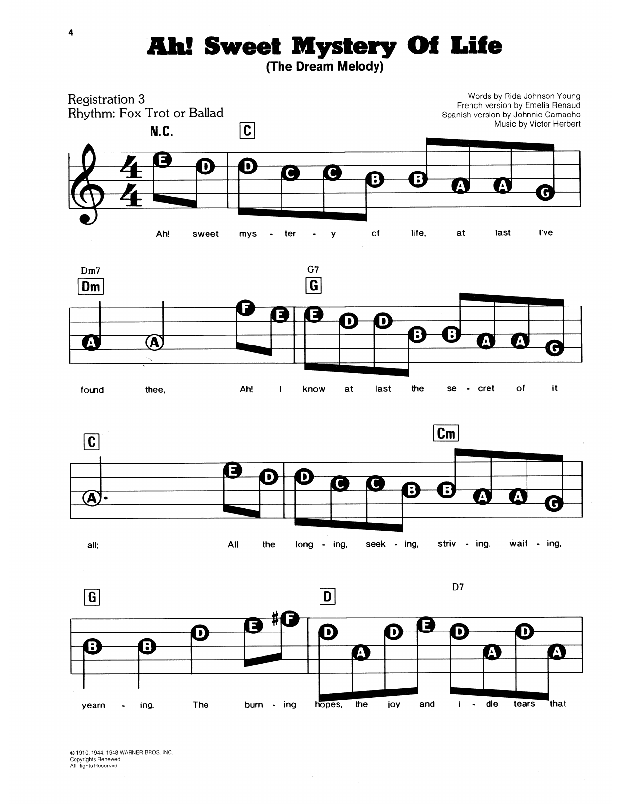 Ah! Sweet Mystery Of Life (from Naughty Marietta): E-Z Play Today