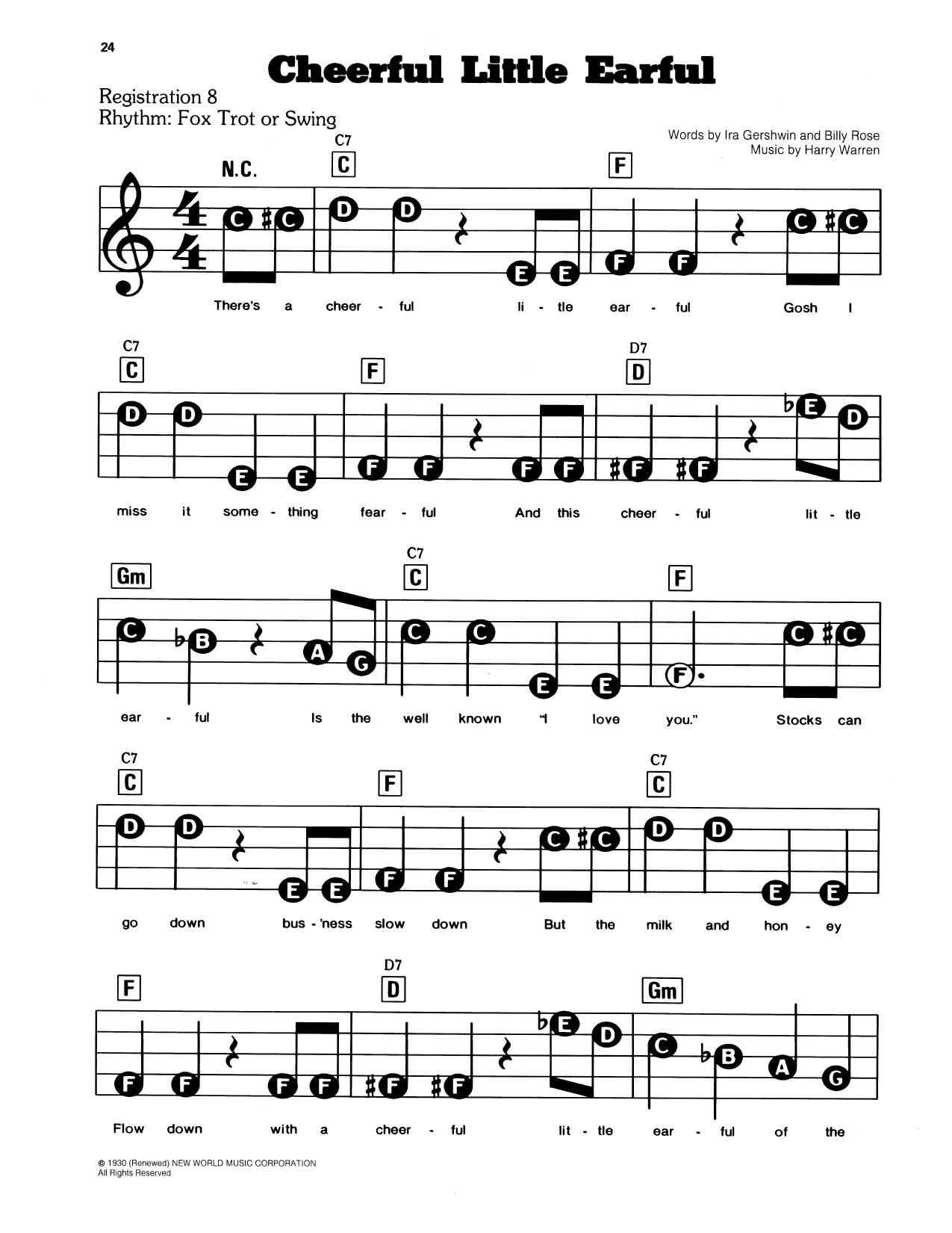 Cheerful Little Earful (from Sweet And Low): E-Z Play Today