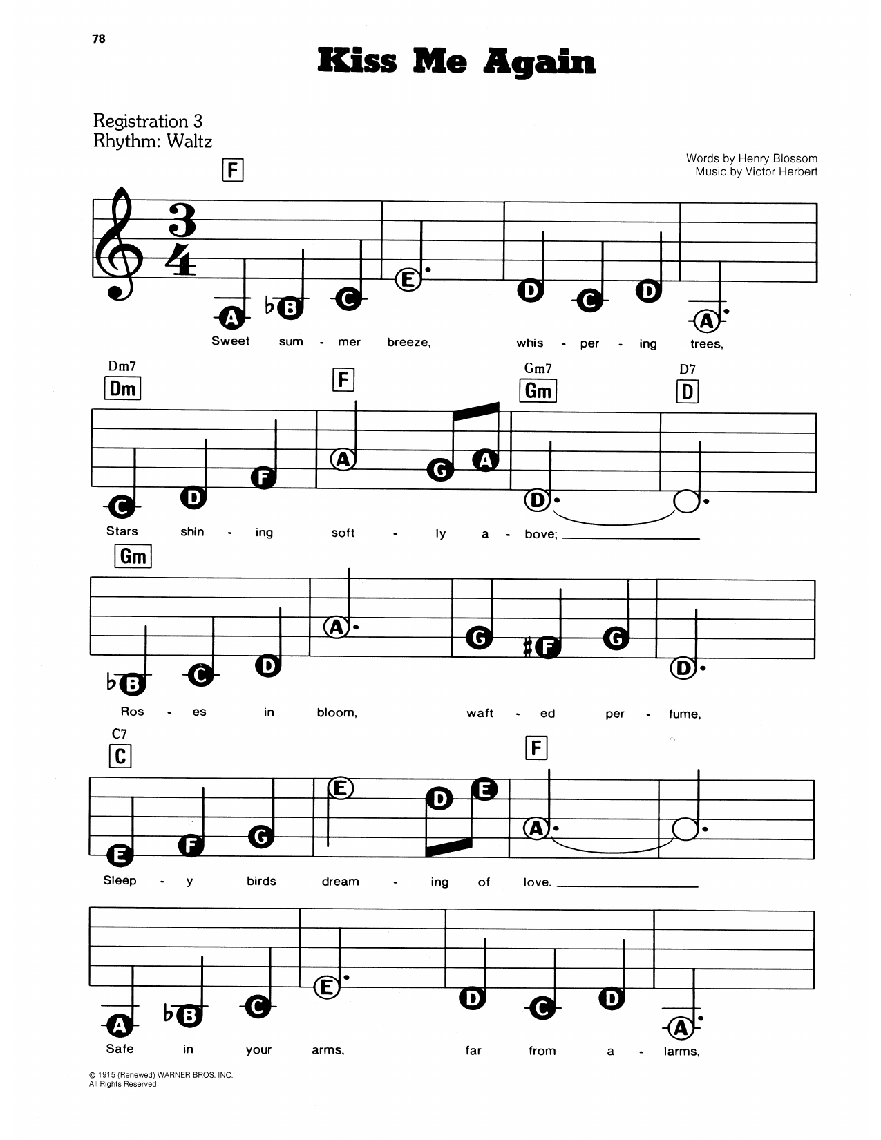 Kiss Me Again (from Mlle. Modiste): E-Z Play Today