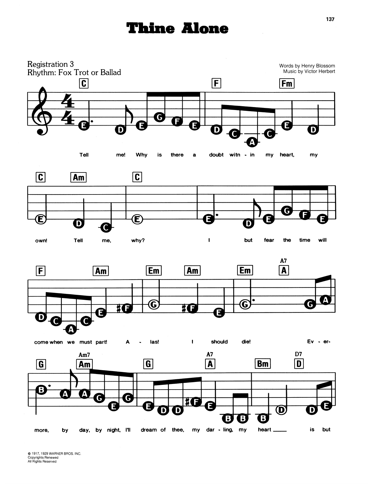 Thine Alone (from Eileen): E-Z Play Today