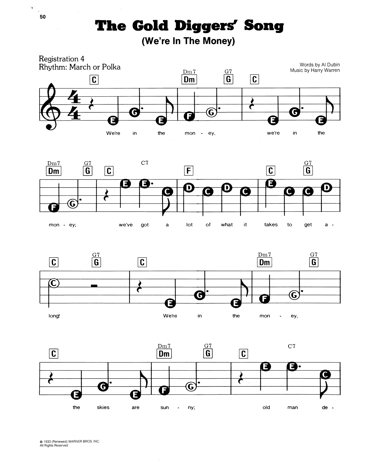 We're In The Money (The Gold Diggers Serenade): E-Z Play Today