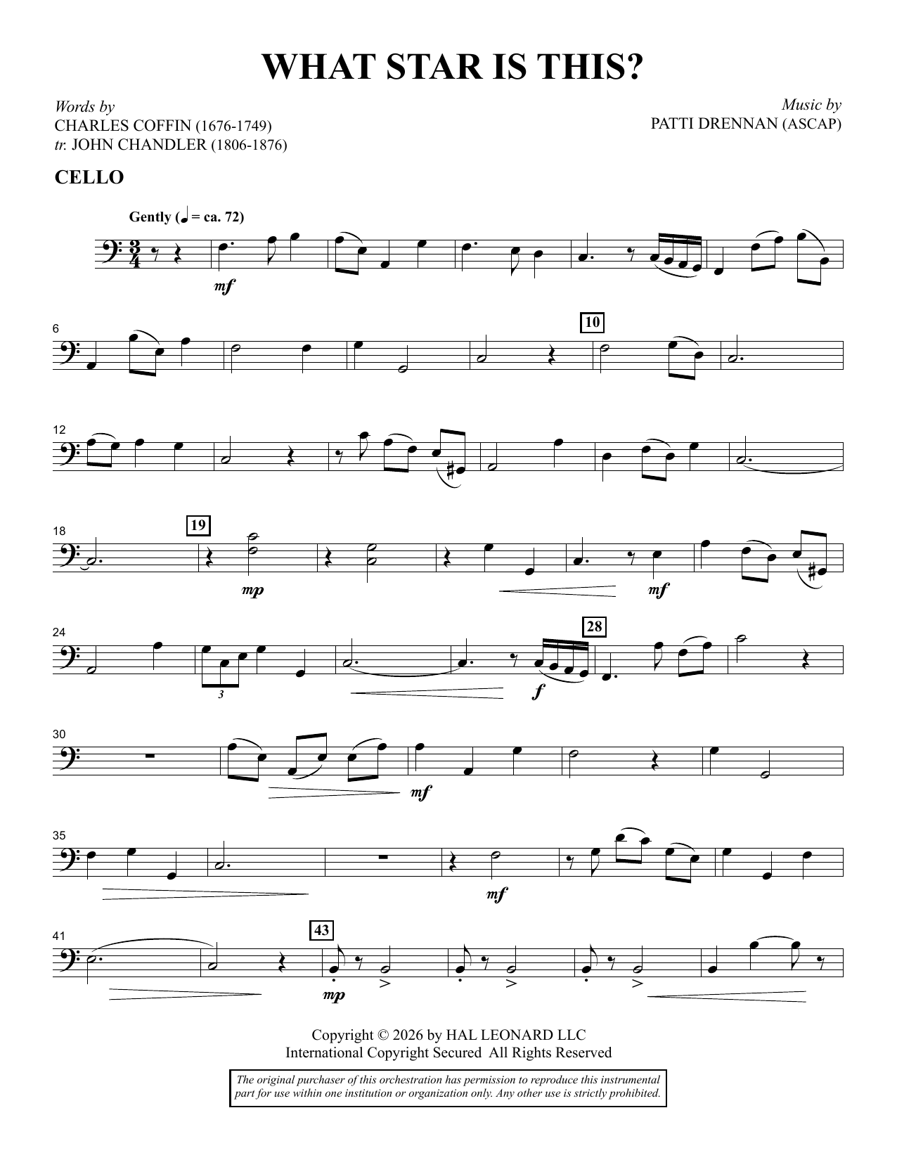 What Star Is This? - Cello: Choral Instrumental Pak