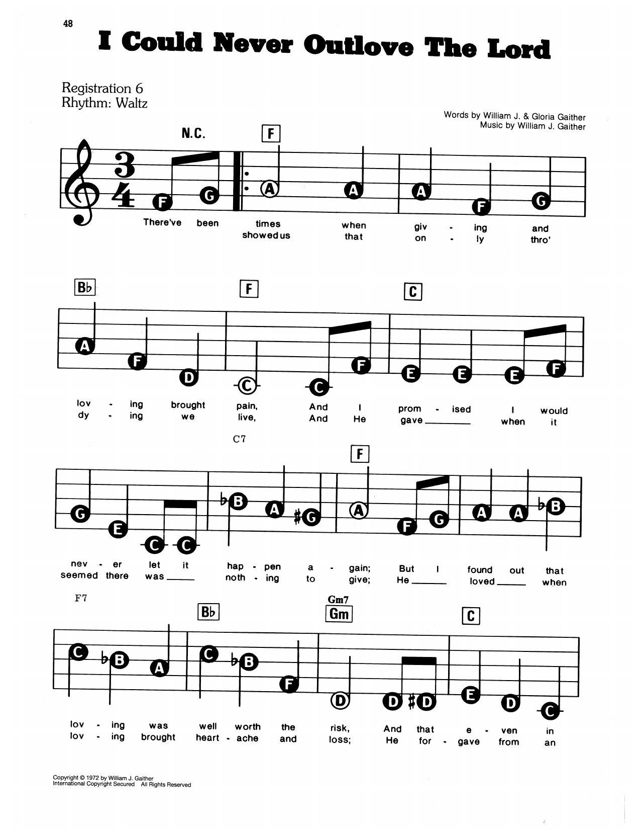 I Could Never Outlove The Lord: E-Z Play Today