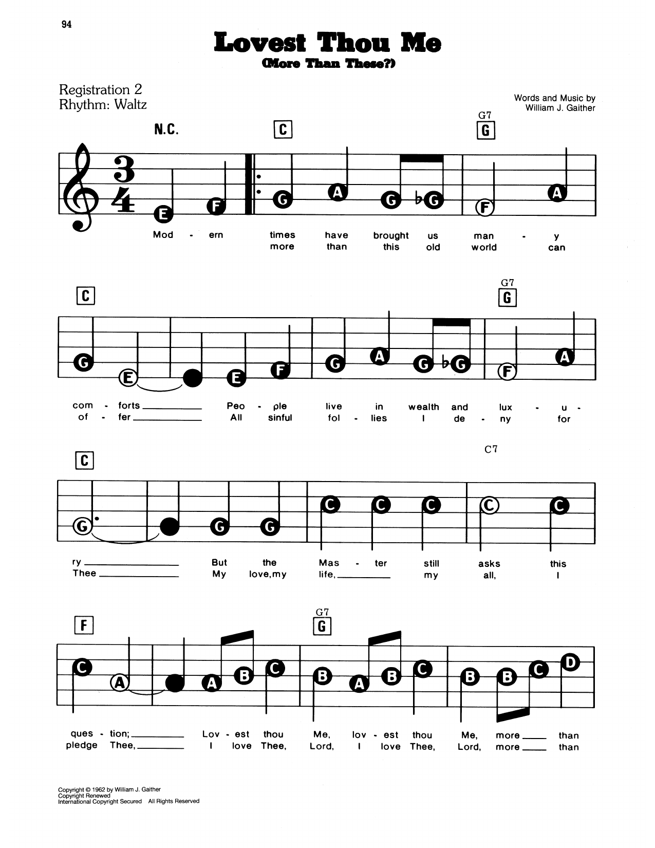 Lovest Thou Me: E-Z Play Today