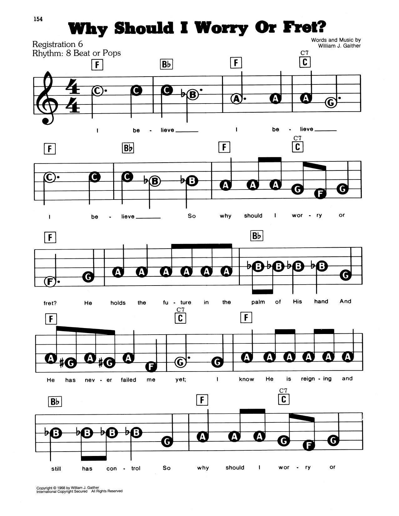 Why Should I Worry Or Fret: E-Z Play Today
