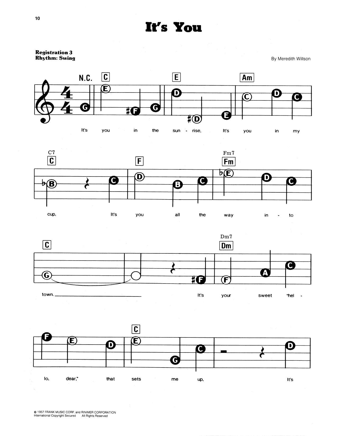 It's You (from The Music Man): E-Z Play Today