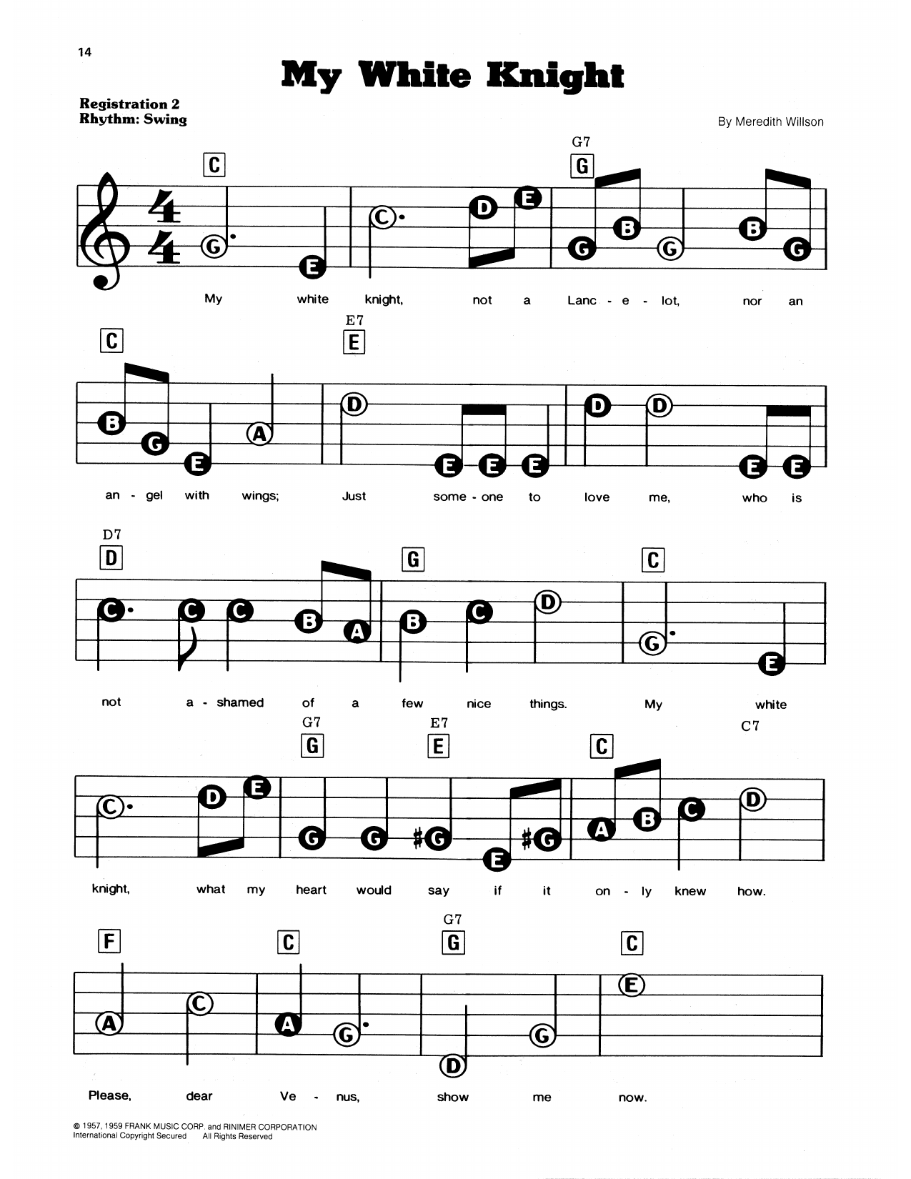 My White Knight (from The Music Man): E-Z Play Today