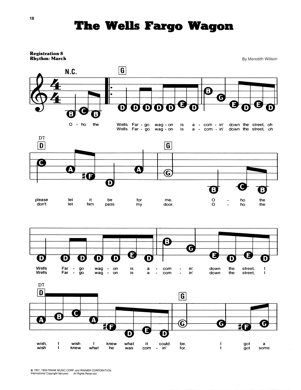 The Wells Fargo Wagon (from The Music Man): E-Z Play Today