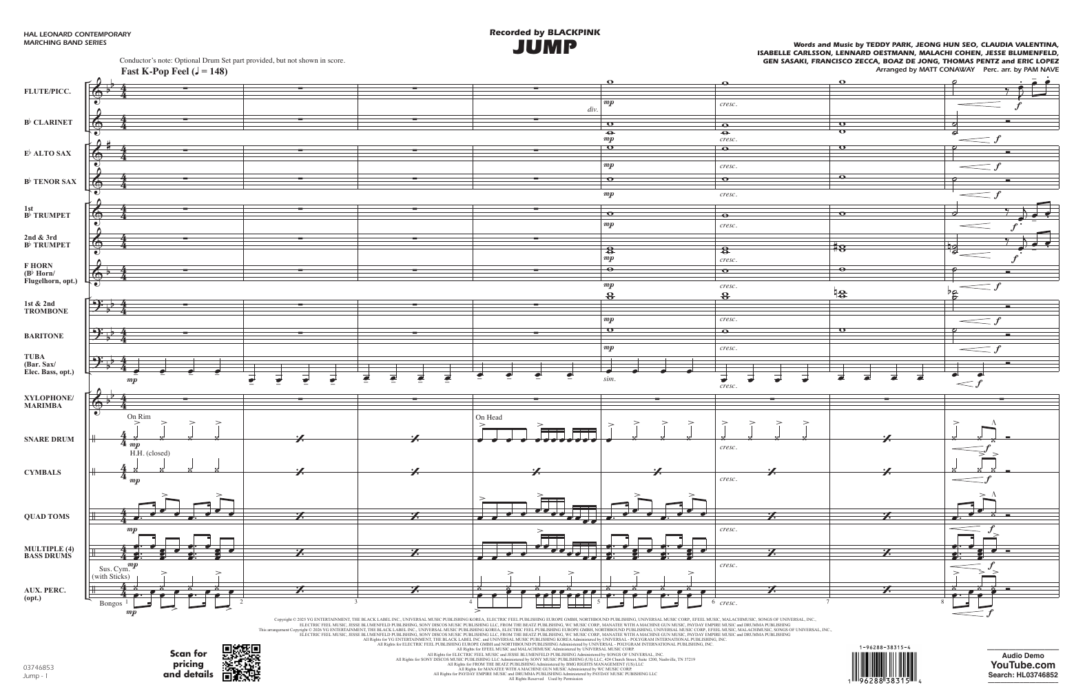 Jump (arr. Matt Conaway): Marching Band Conductor Score & Parts