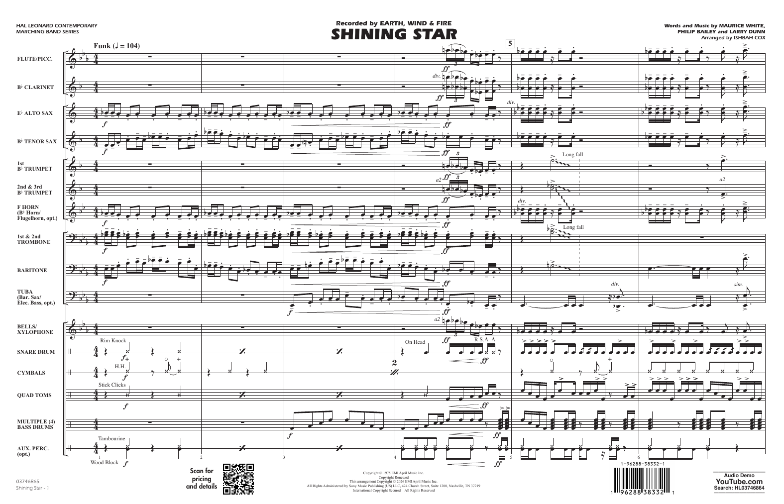 Shining Star (arr. Ishbah Cox): Marching Band Conductor Score & Parts