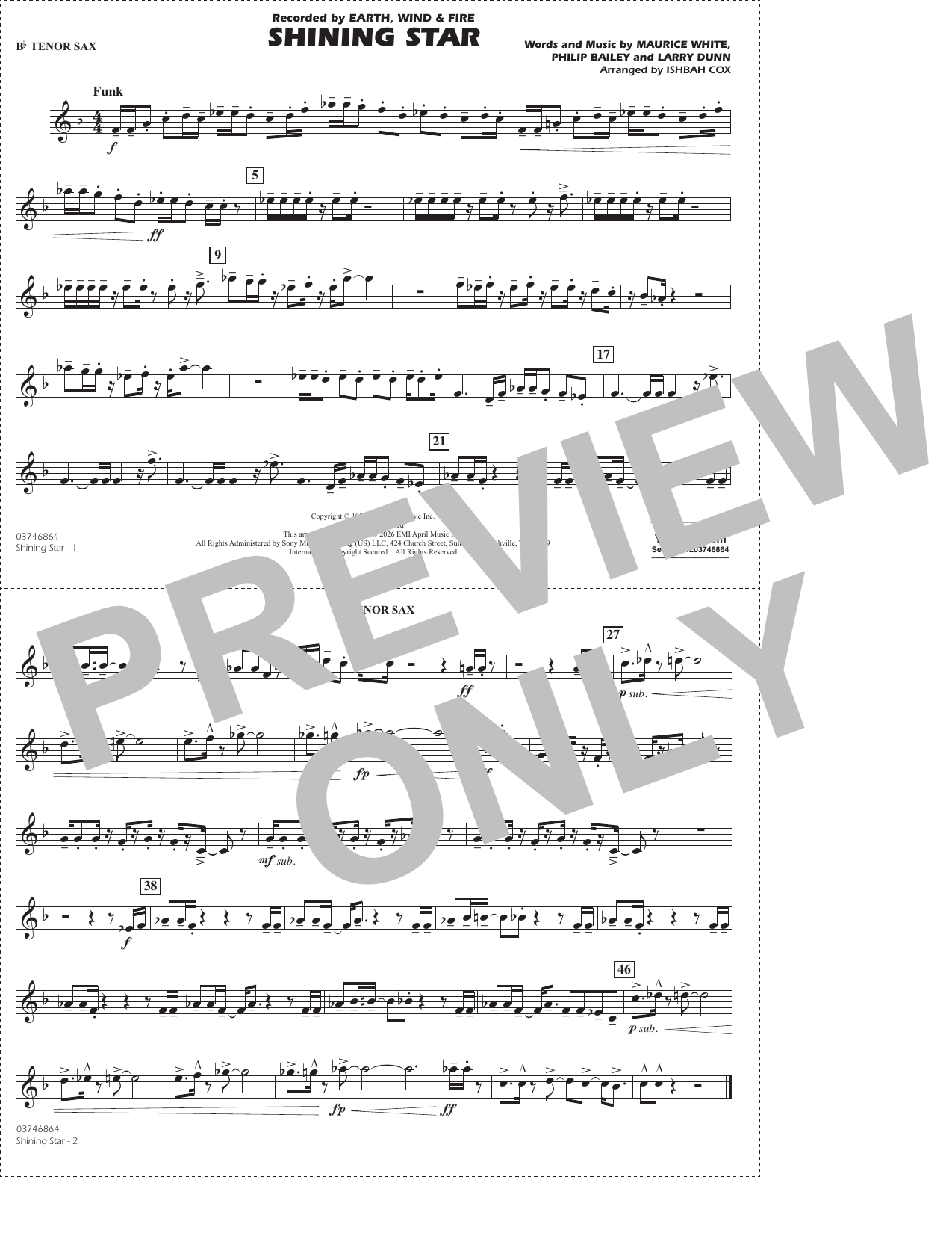 Shining Star (arr. Ishbah Cox) - Bb Tenor Sax
