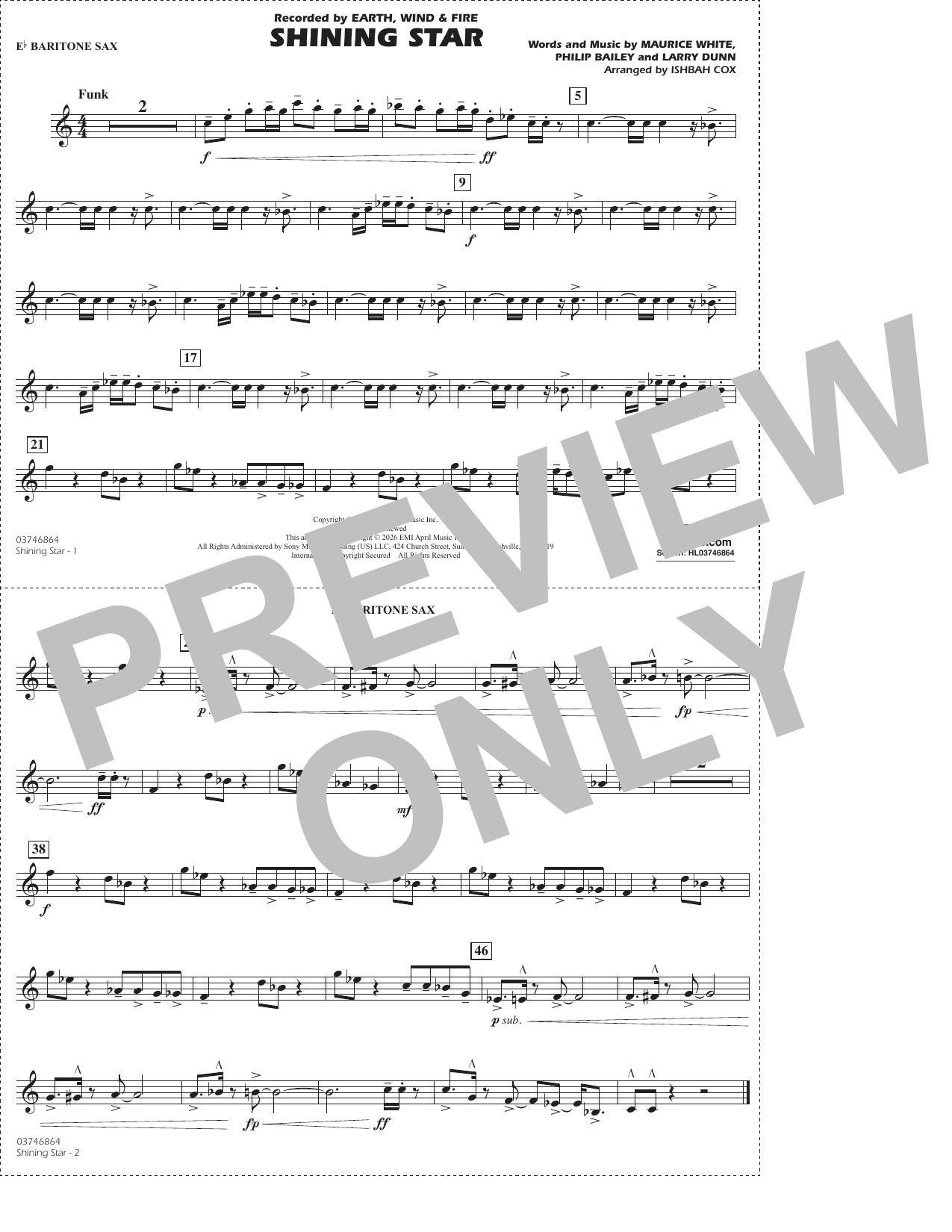 Shining Star (arr. Ishbah Cox) - Eb Baritone Sax