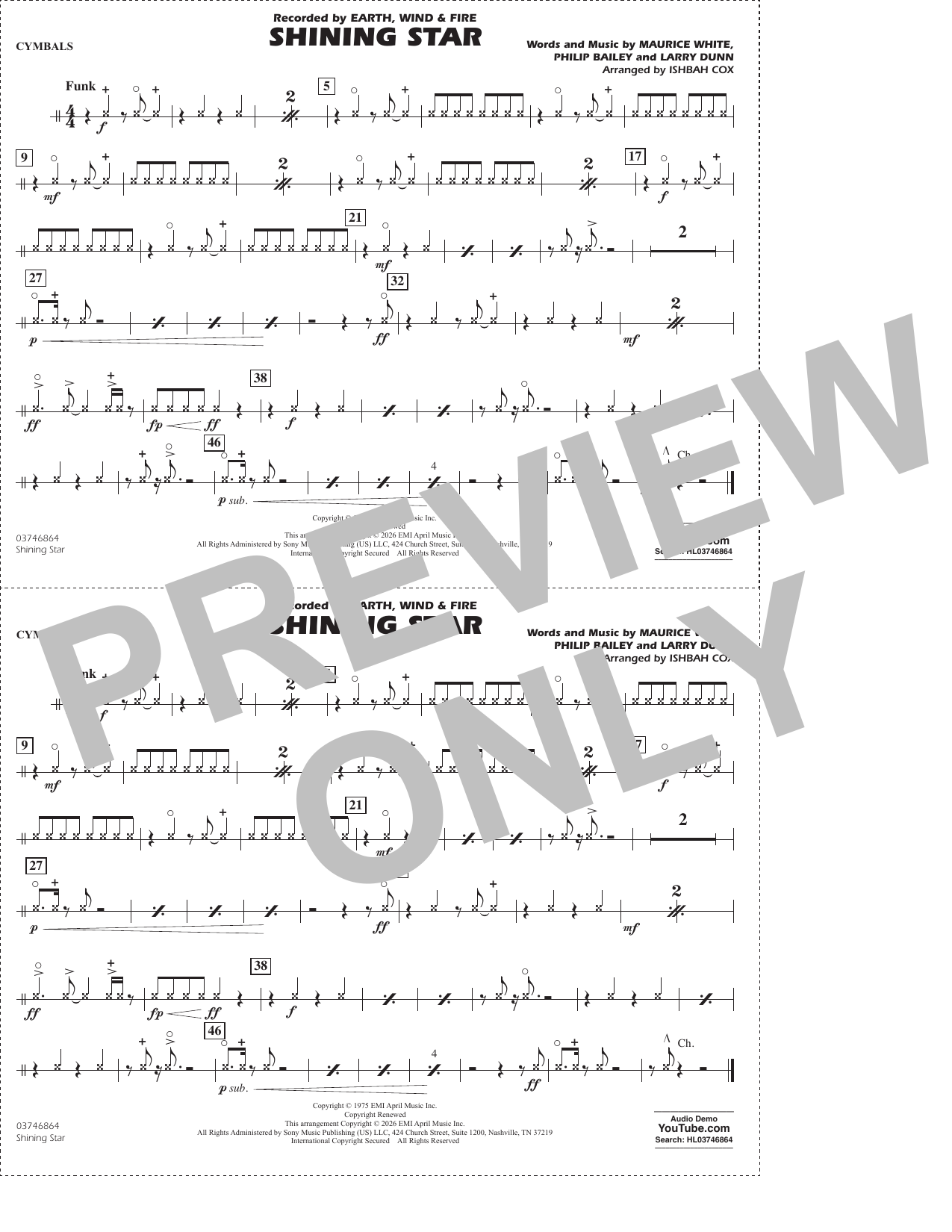 Shining Star (arr. Ishbah Cox) - Cymbals