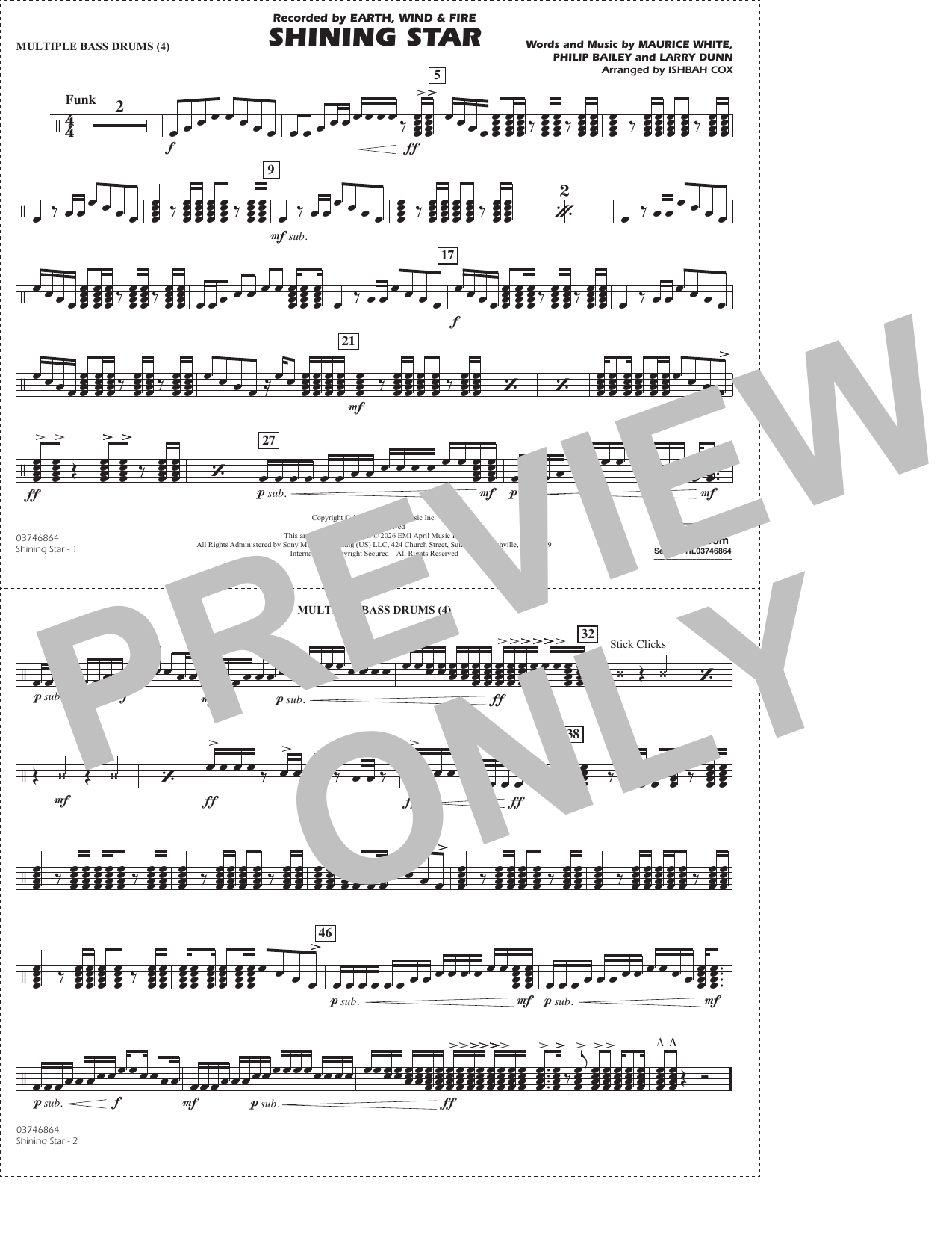 Shining Star (arr. Ishbah Cox) - Multiple Bass Drums