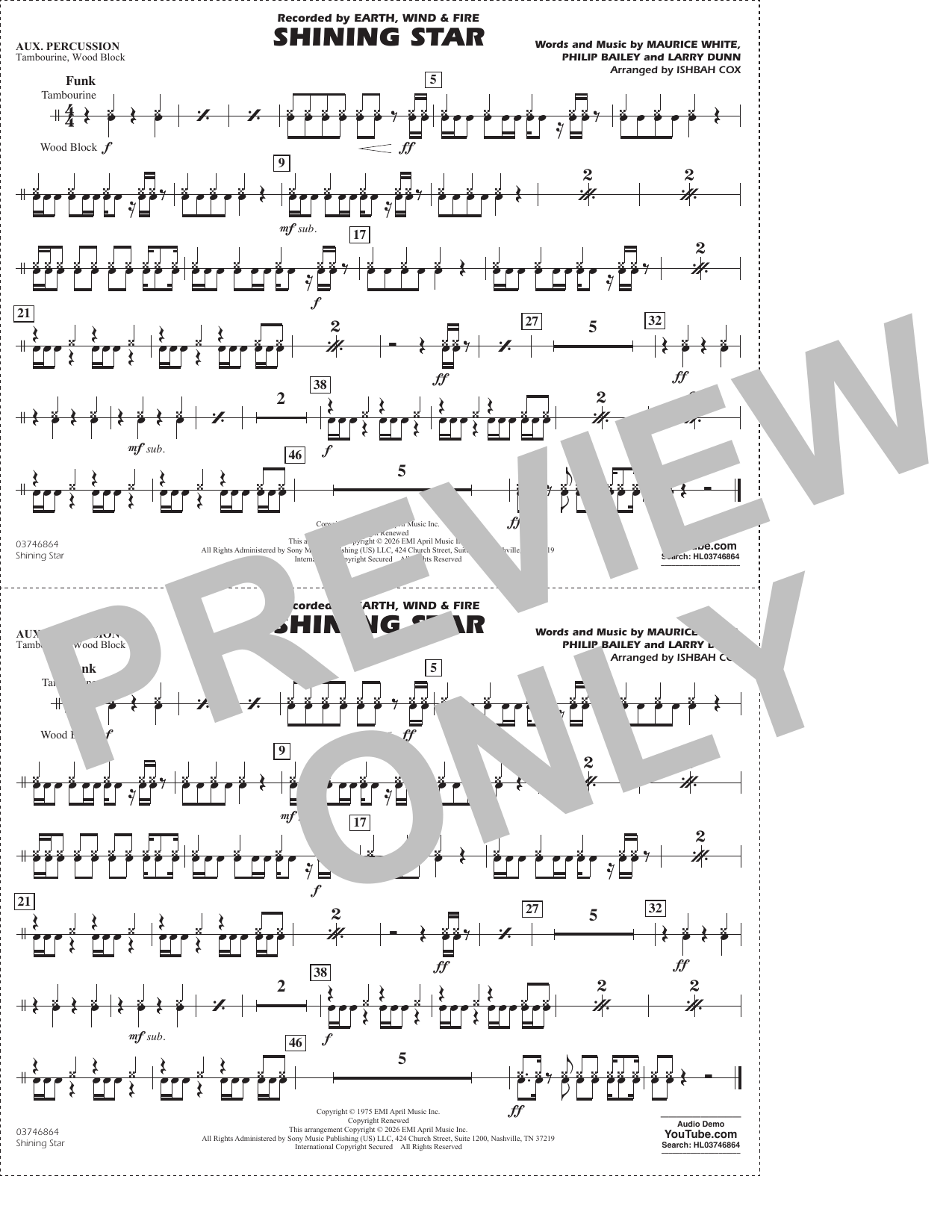 Shining Star (arr. Ishbah Cox) - Aux Percussion