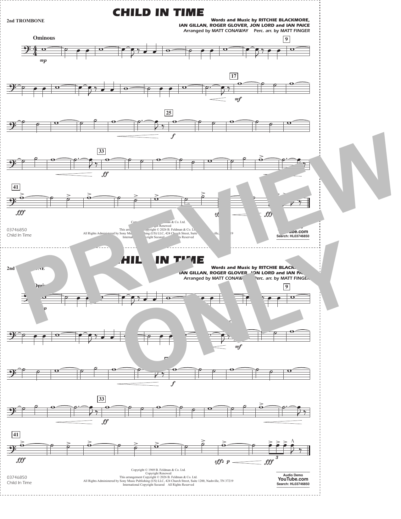 Child In Time (arr. Conaway Finger) - 2nd Trombone