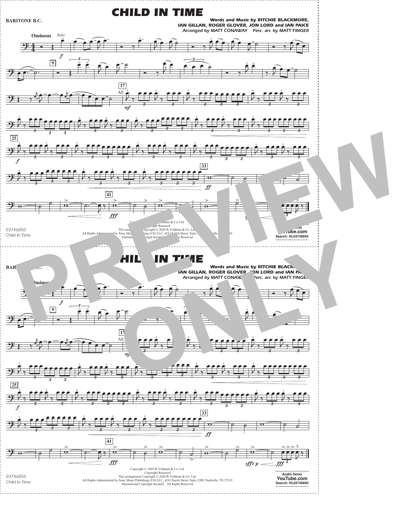 Child In Time (arr. Conaway Finger) - Baritone B.C.